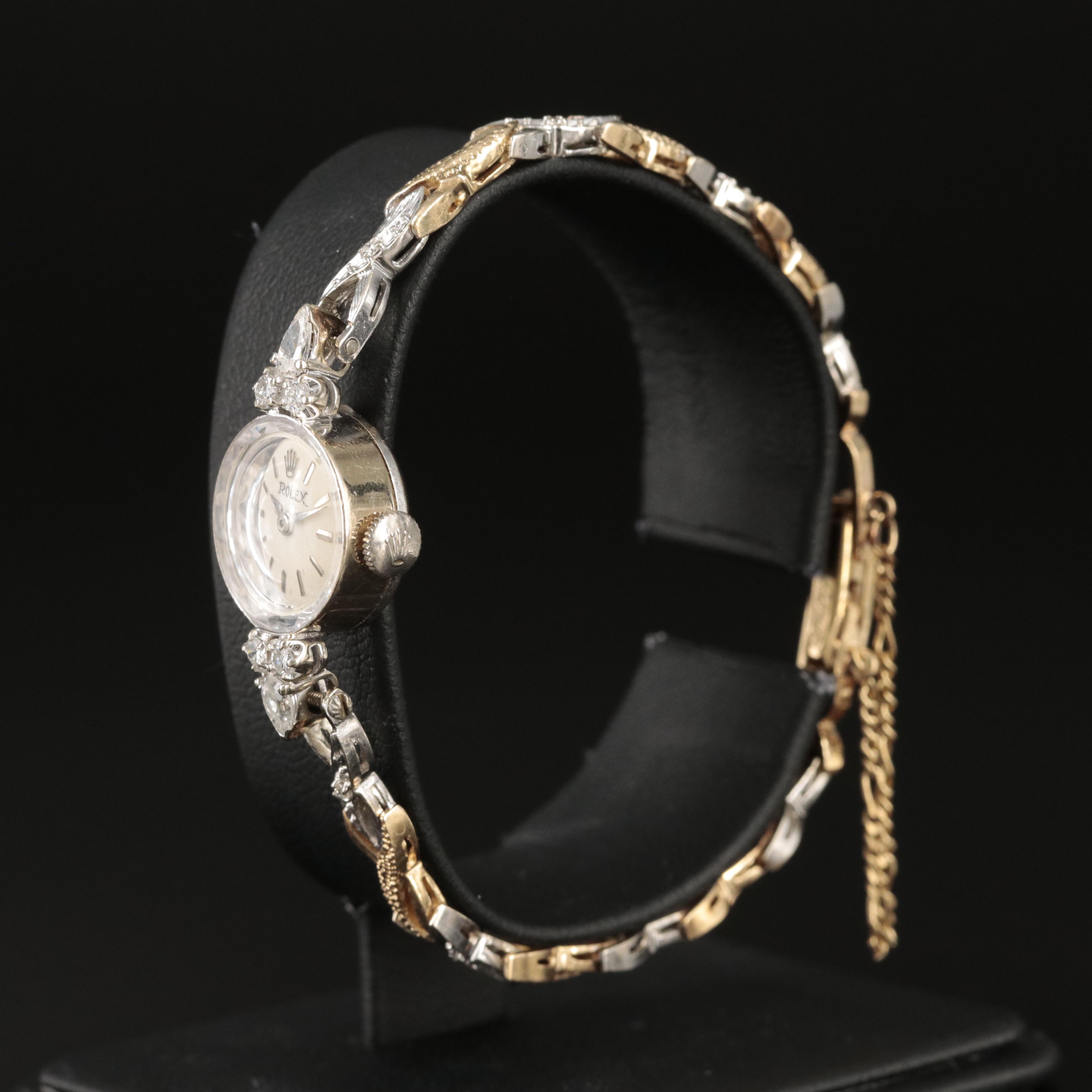 Vintage 14K and Diamond Rolex Stem Wind Watch