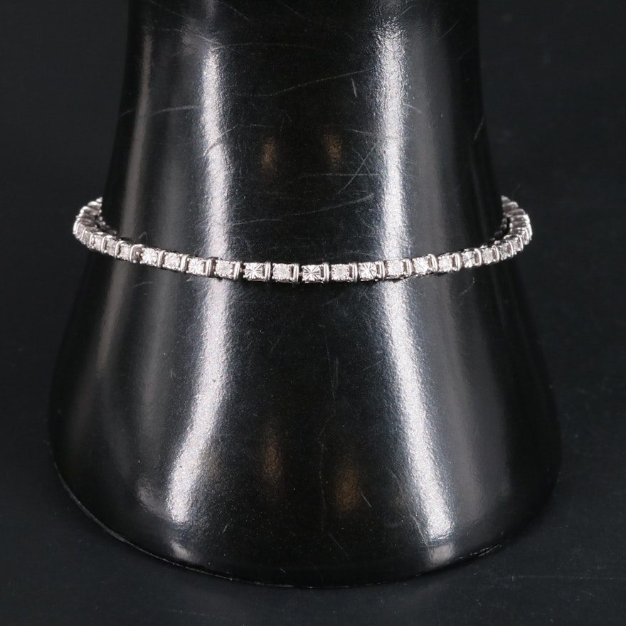 Sterling Diamond Chain Bracelet