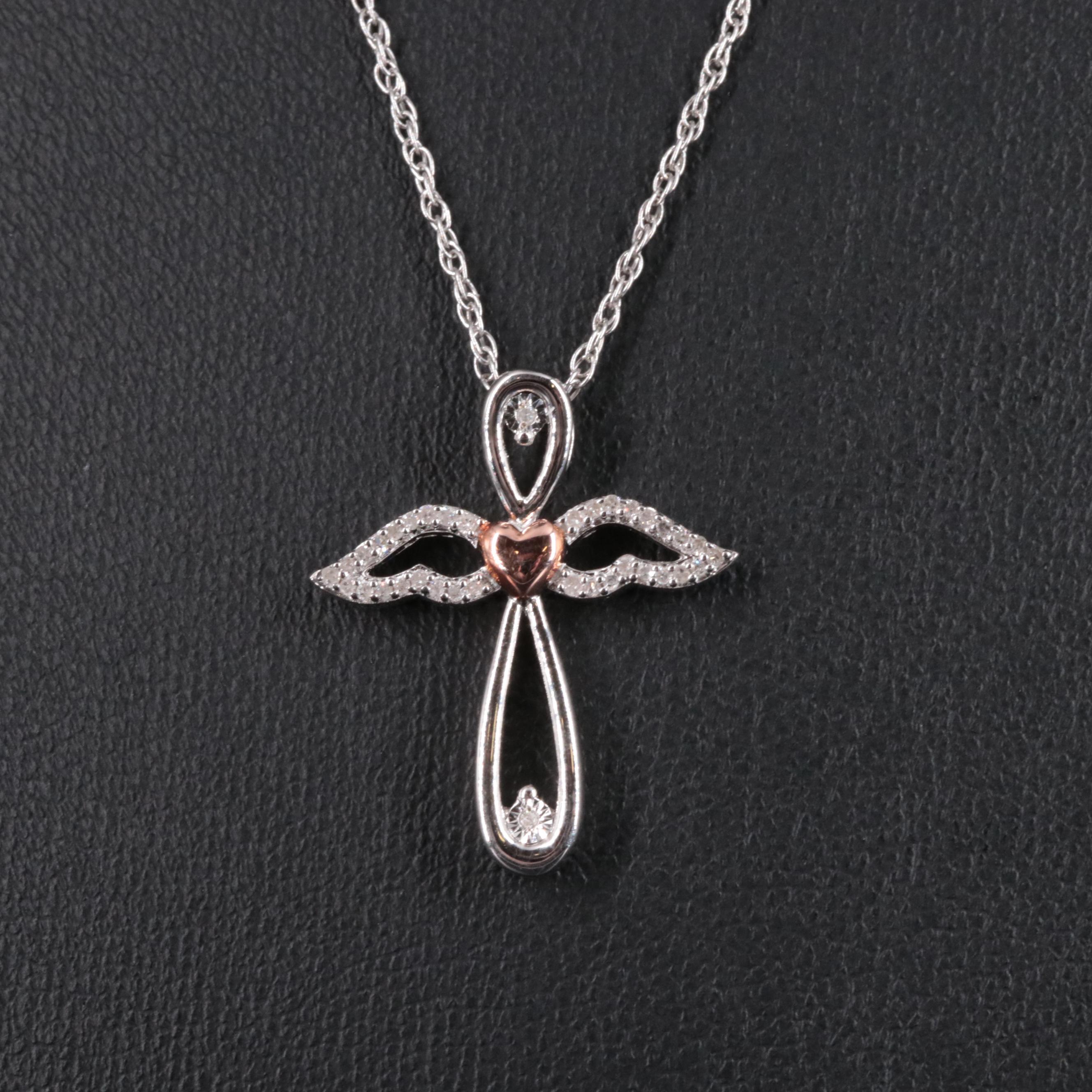 Sterling Diamond Angel Chain Necklace