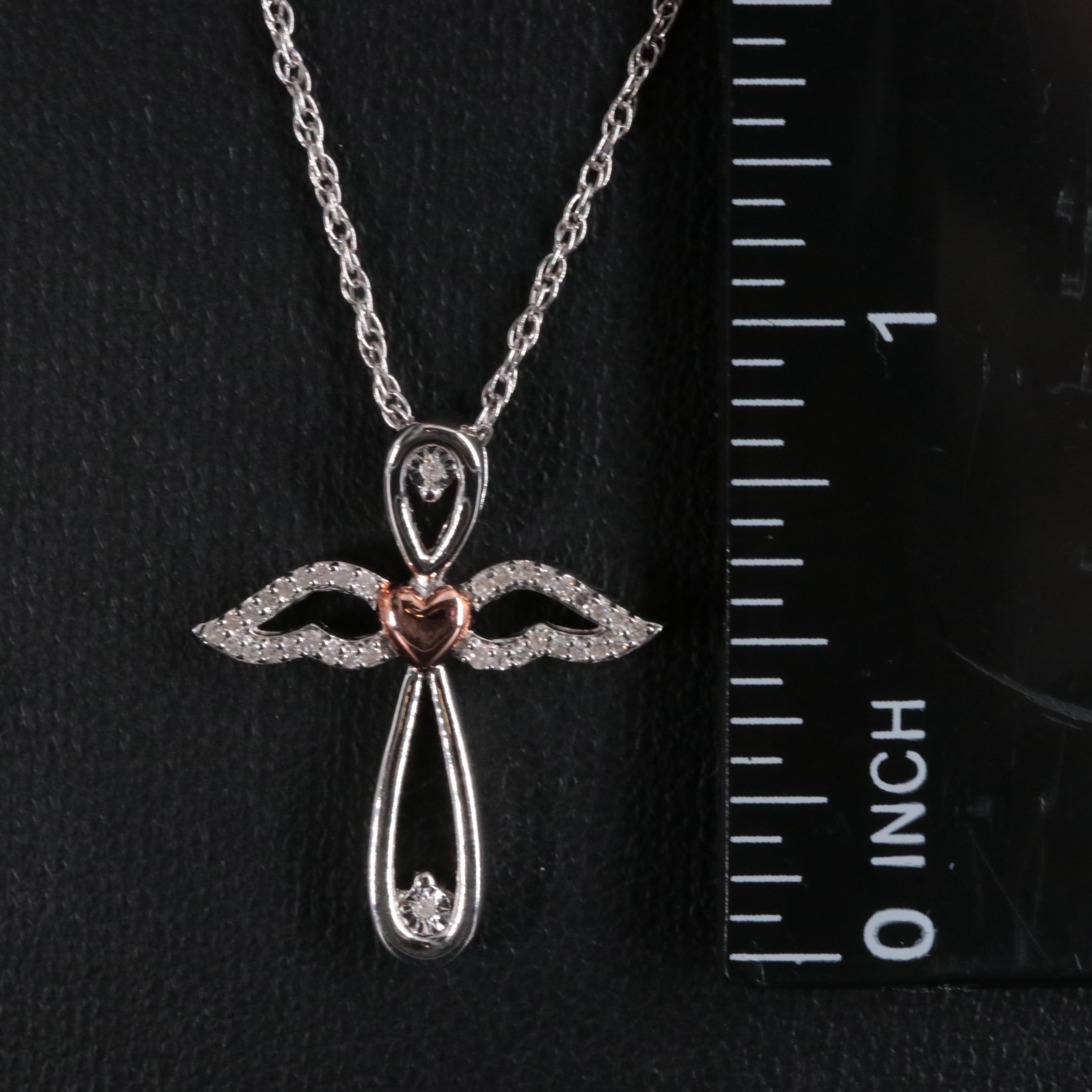 Sterling Diamond Angel Chain Necklace