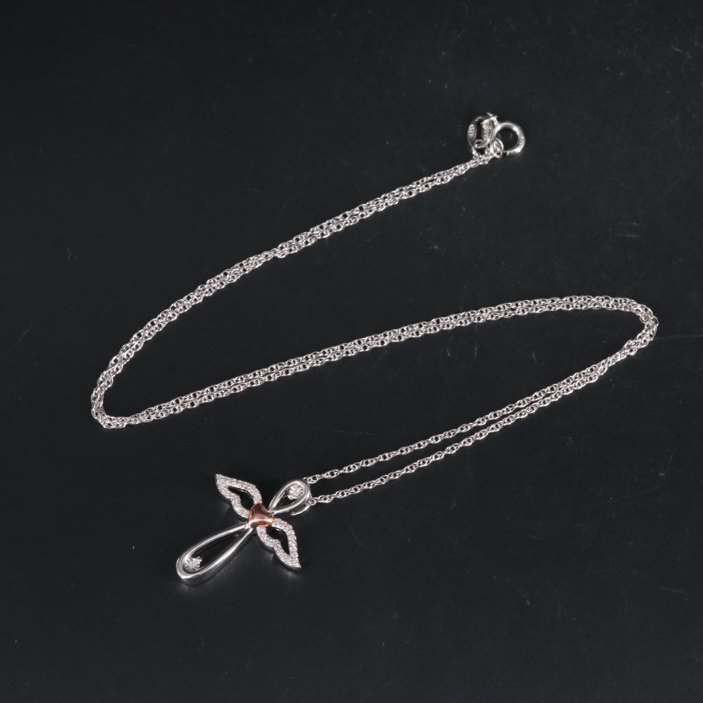 Sterling Diamond Angel Chain Necklace