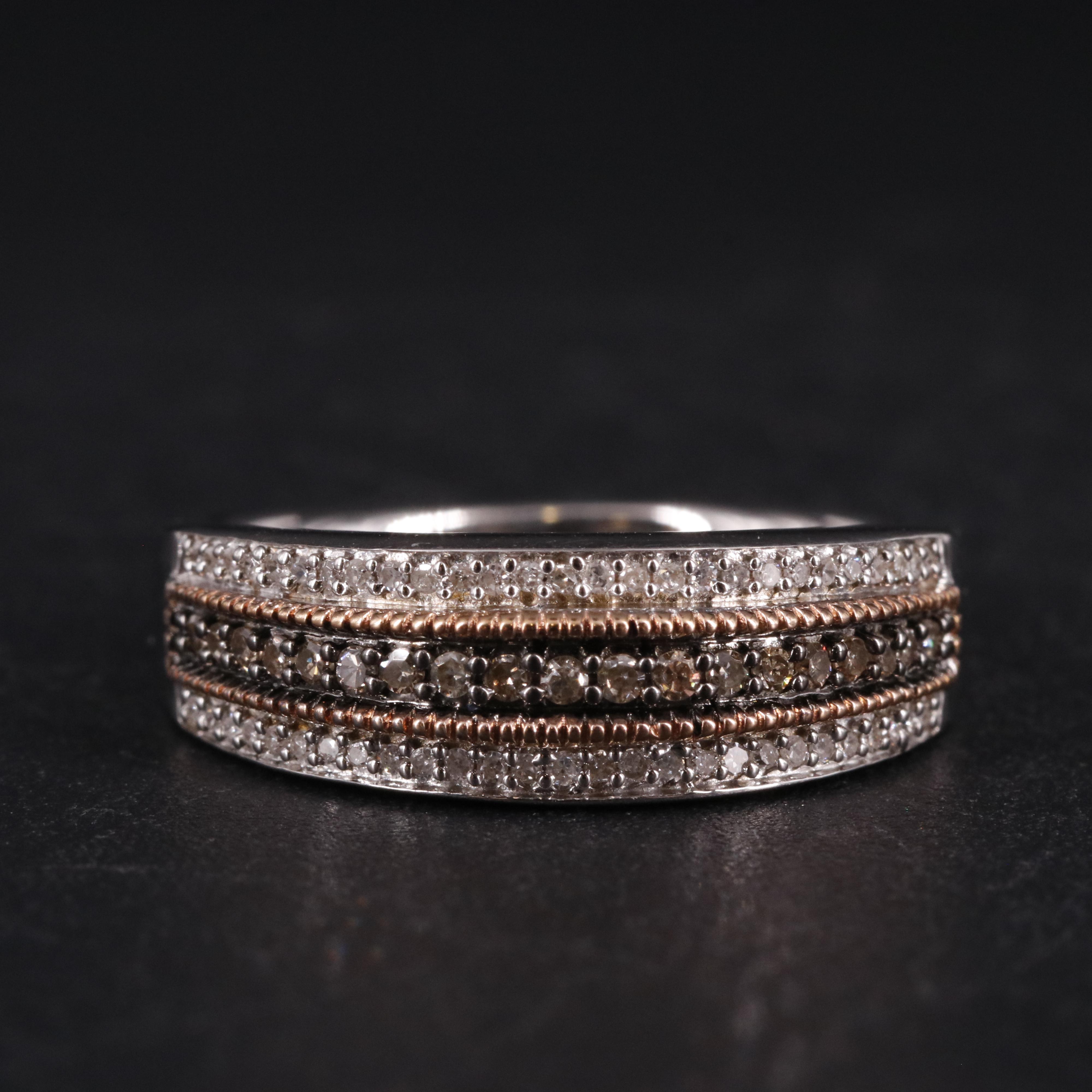 Sterling Diamond Multicolored Band Ring