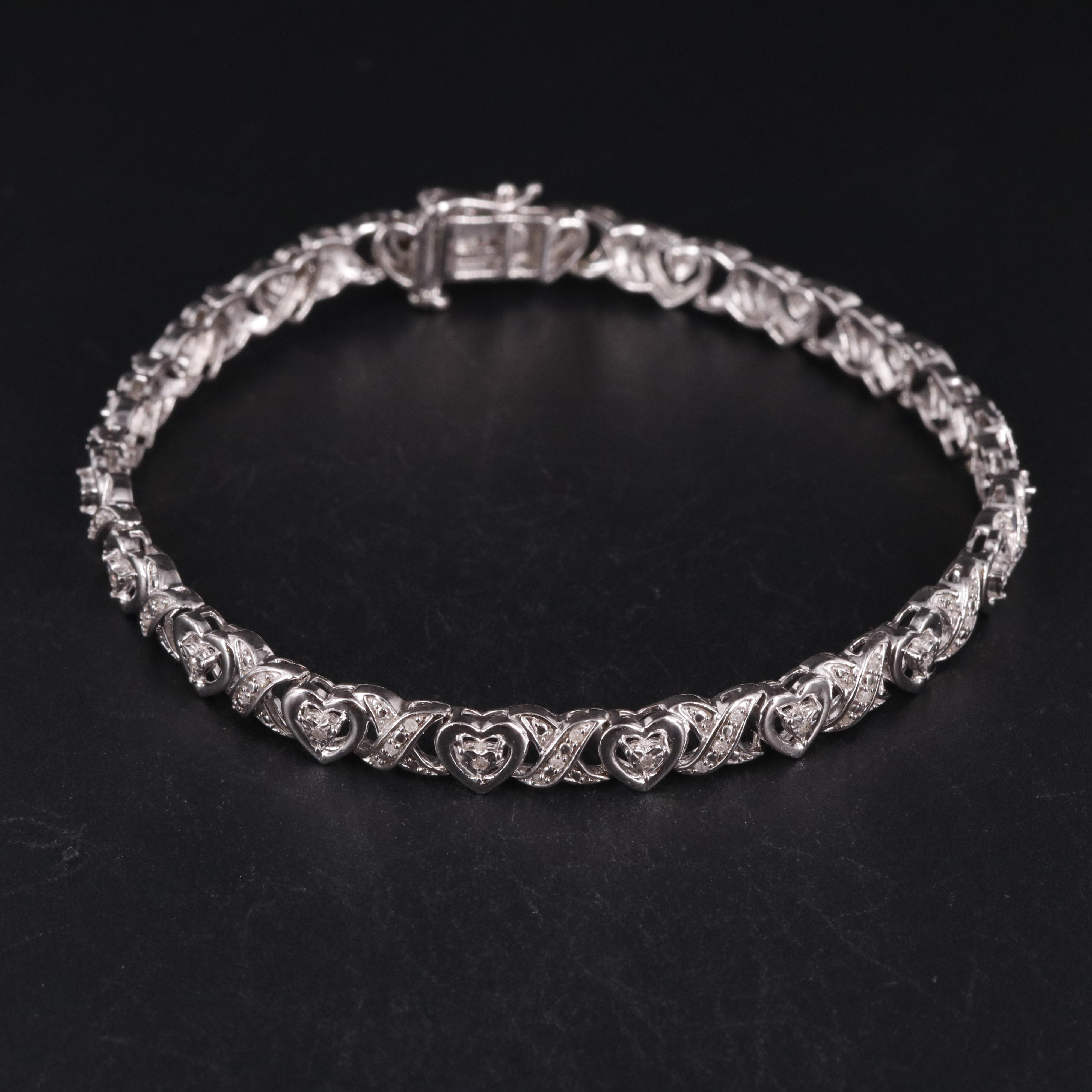 Sterling Diamond Heart Bracelet