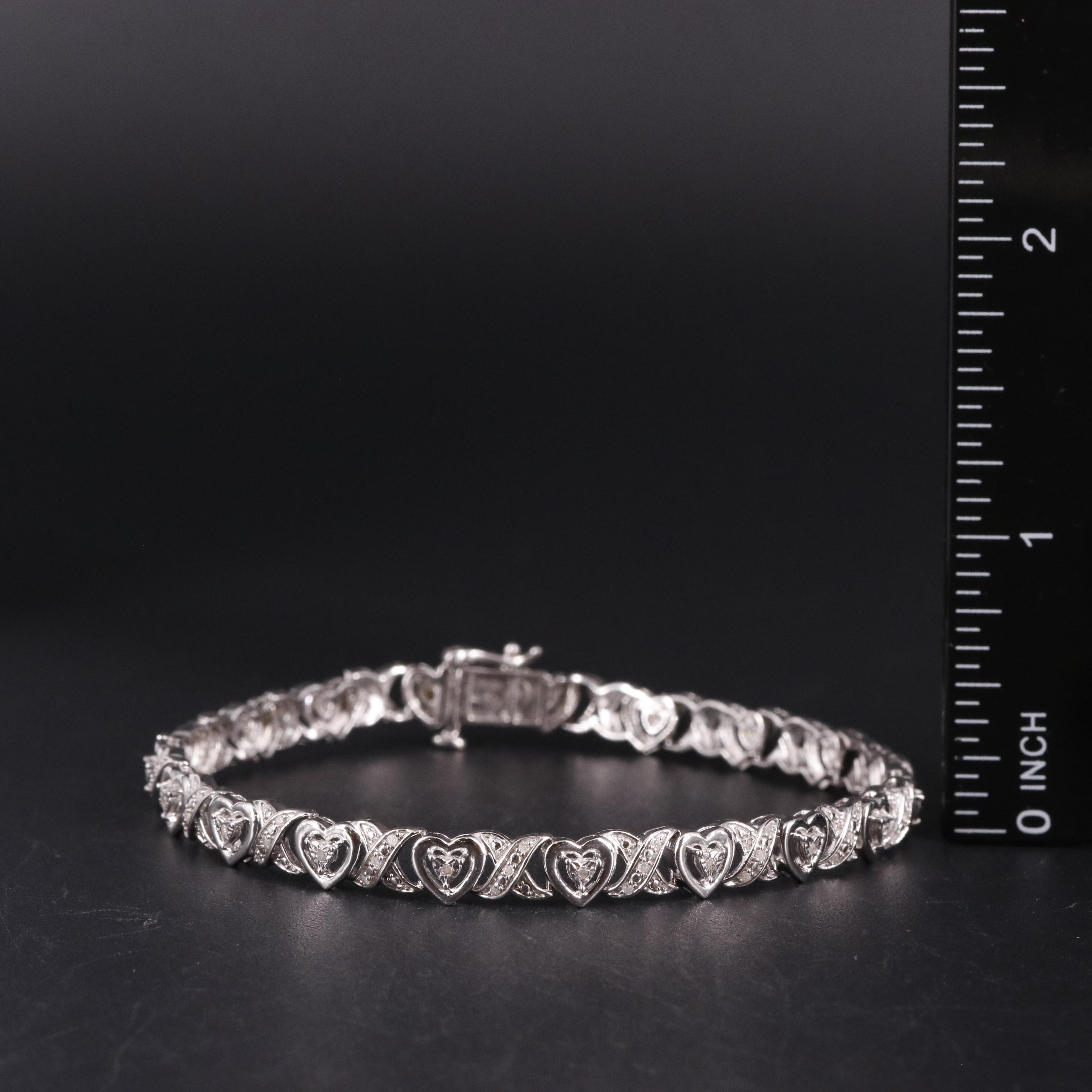 Sterling Diamond Heart Bracelet