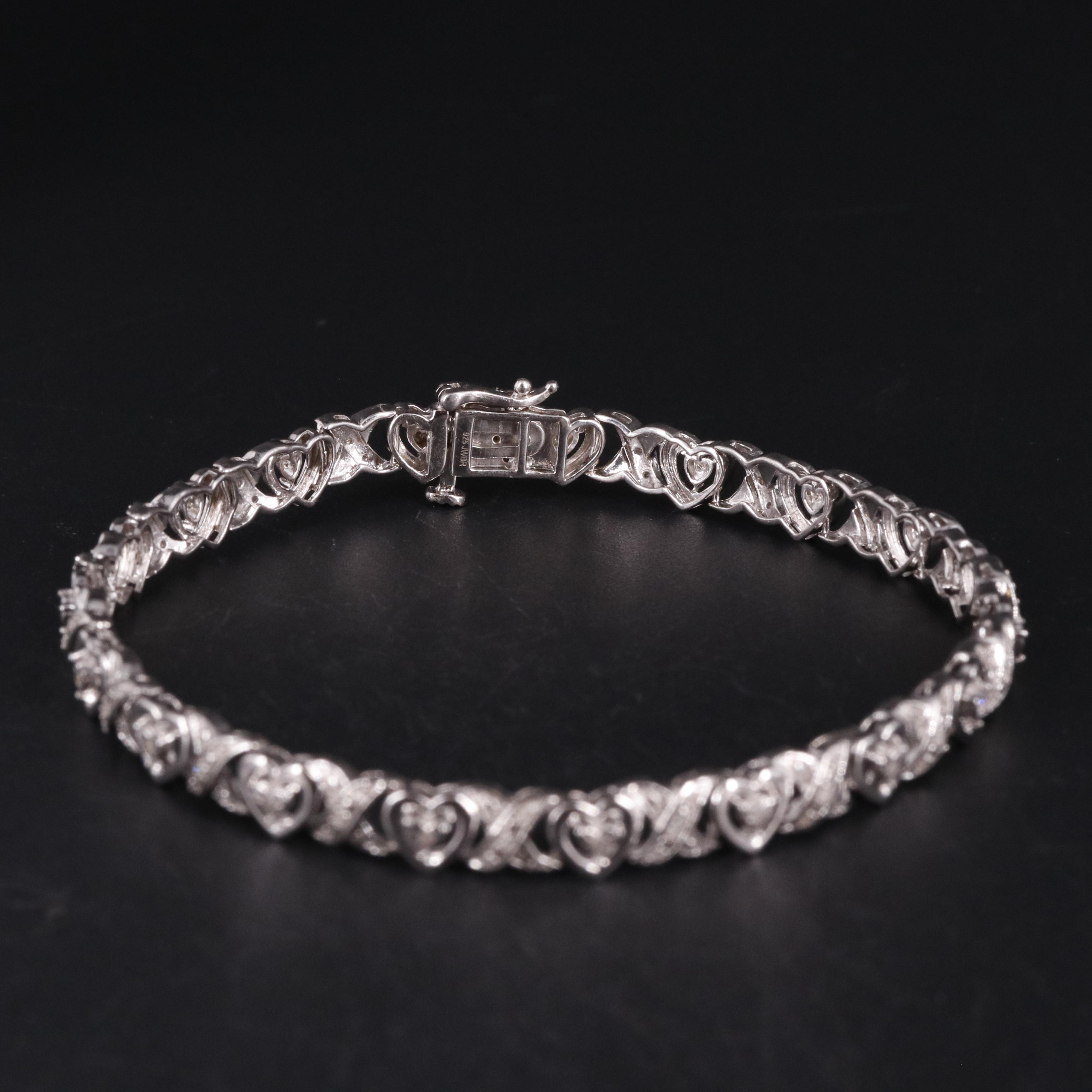 Sterling Diamond Heart Bracelet