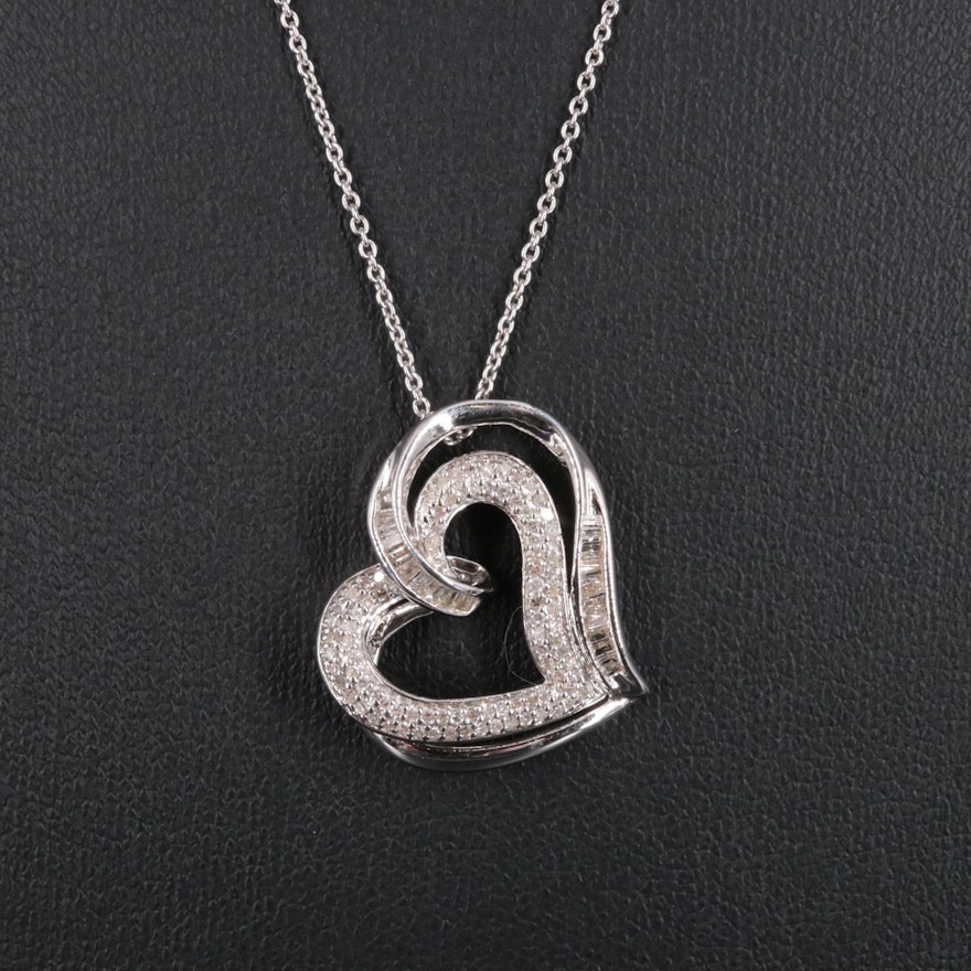 Sterling Diamond Heart Necklace