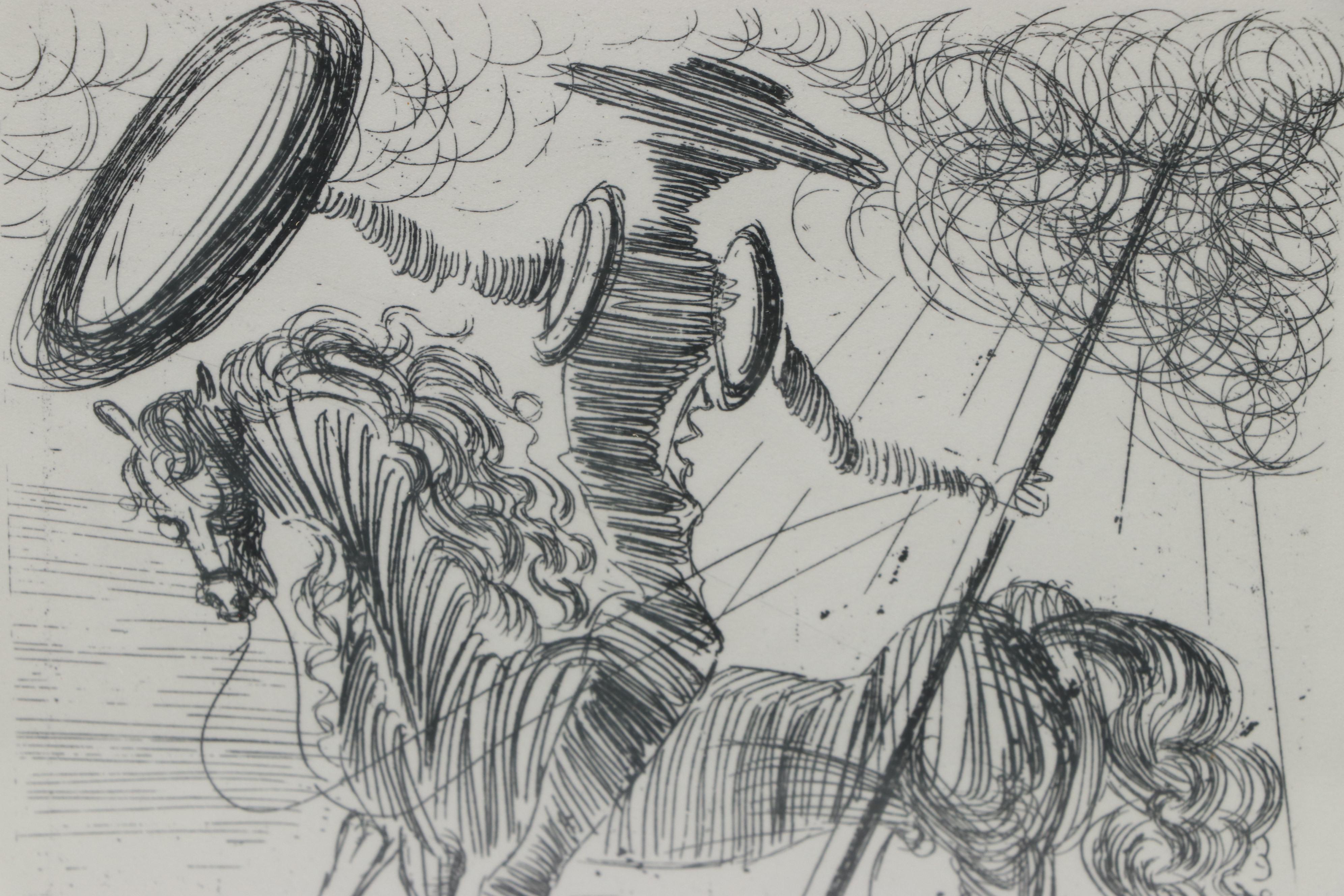 Salvador Dalí Second Edition Restrike Etching "Don Quixote"