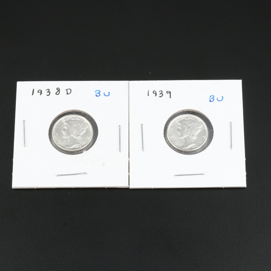 Two Uncirculated Silver Mercury Dimes