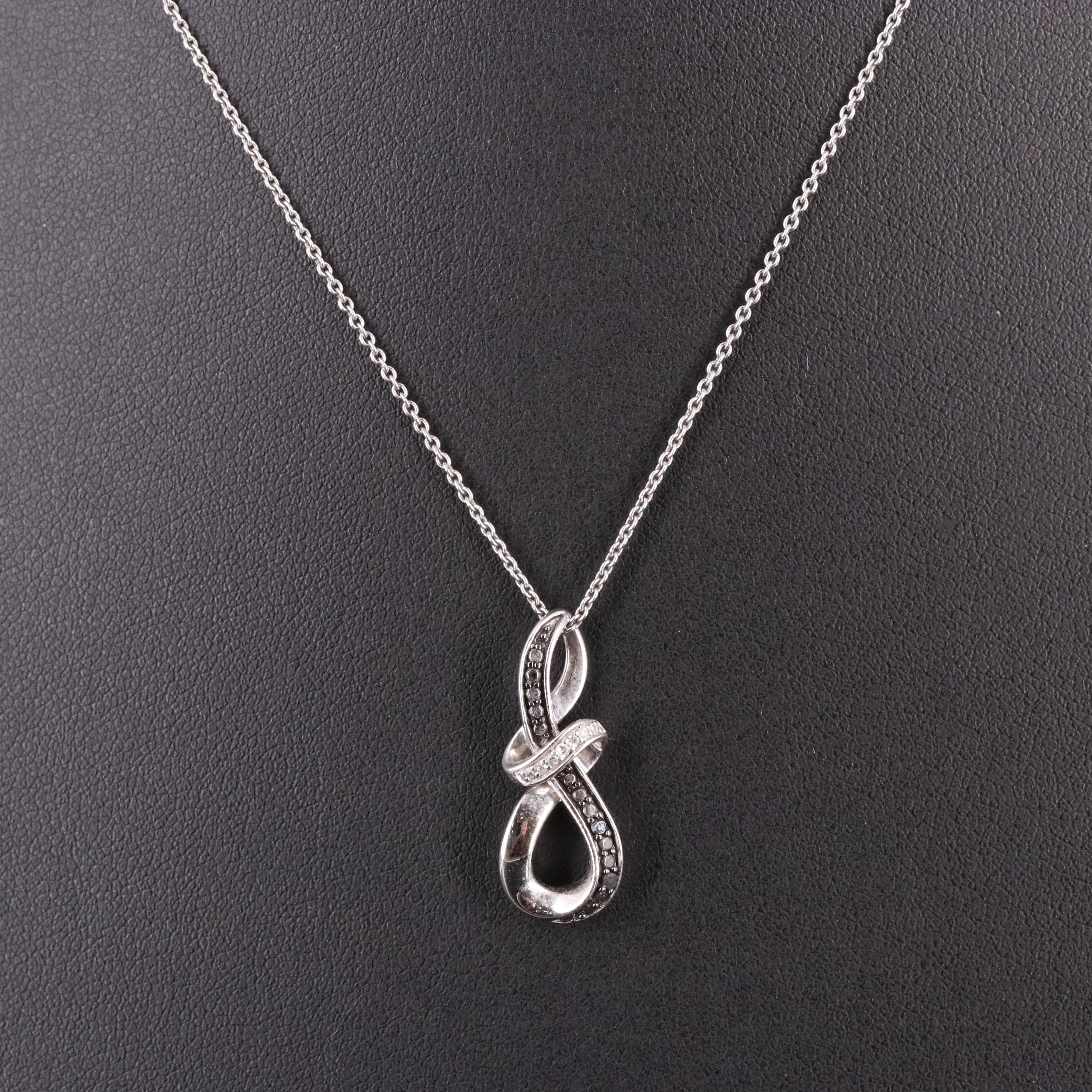 Sterling Diamond Cable Chain Pendant Necklace