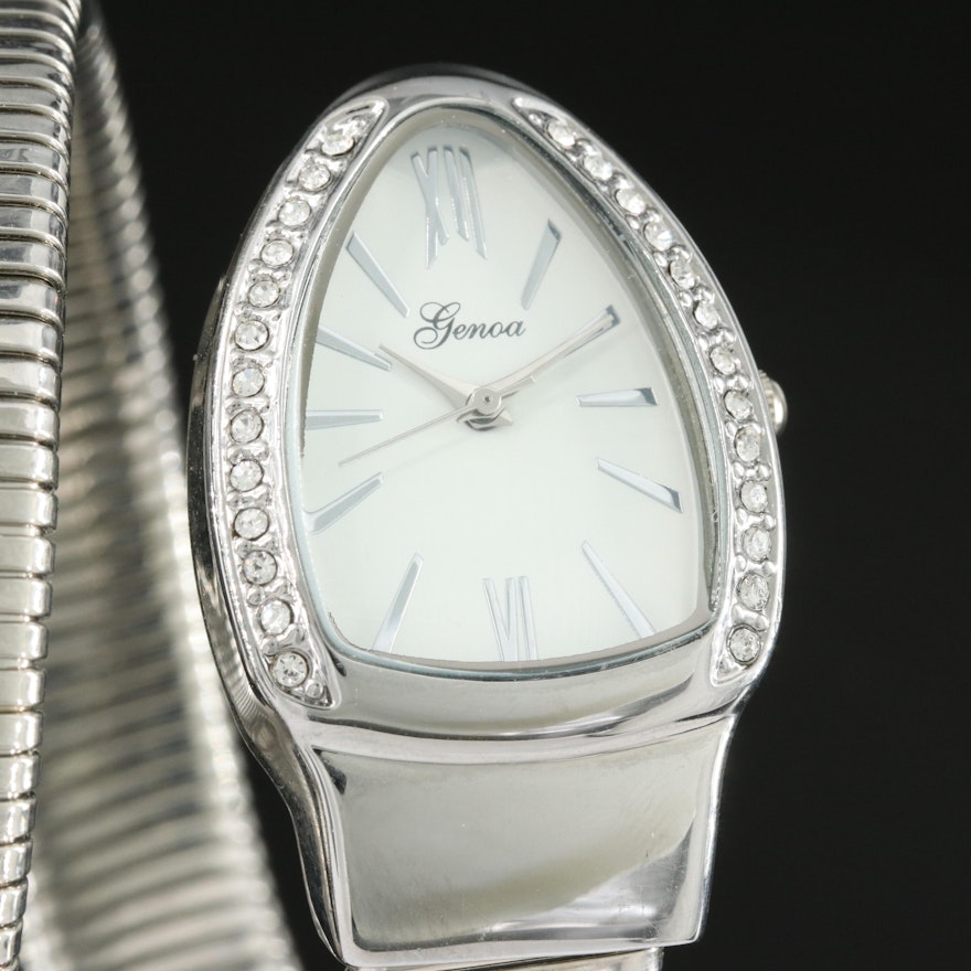 Genoa Wrap Around Band Wristwatch with Glass Crystal Accents