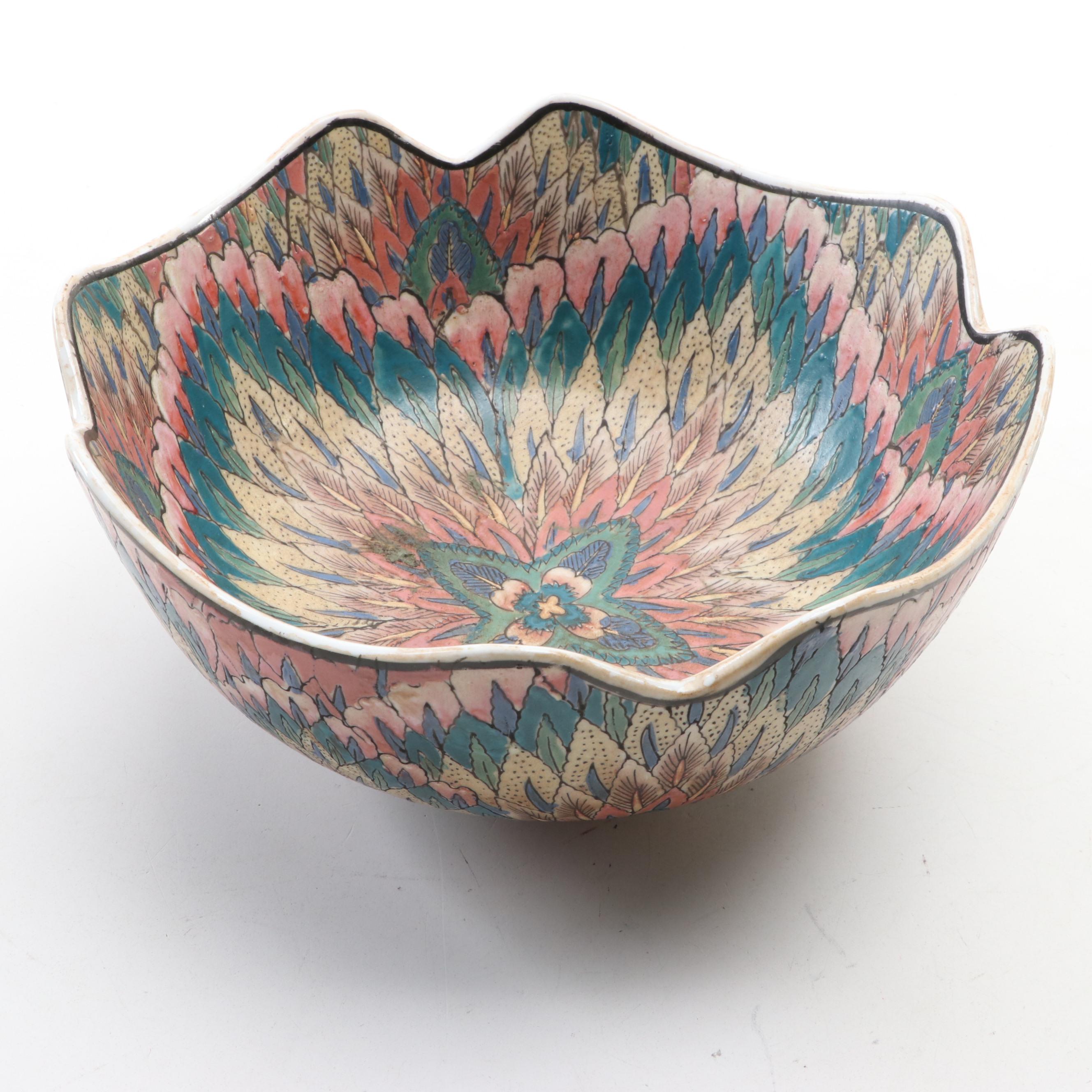 Chinese Earthenware Bowl, Plate and Shiwan Ware Figurine