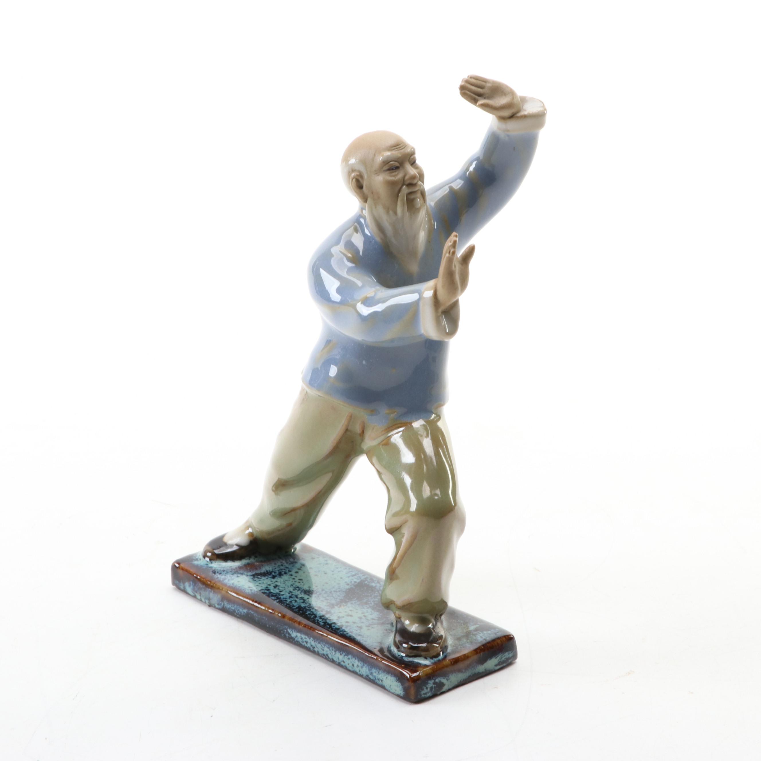 Chinese Earthenware Bowl, Plate and Shiwan Ware Figurine