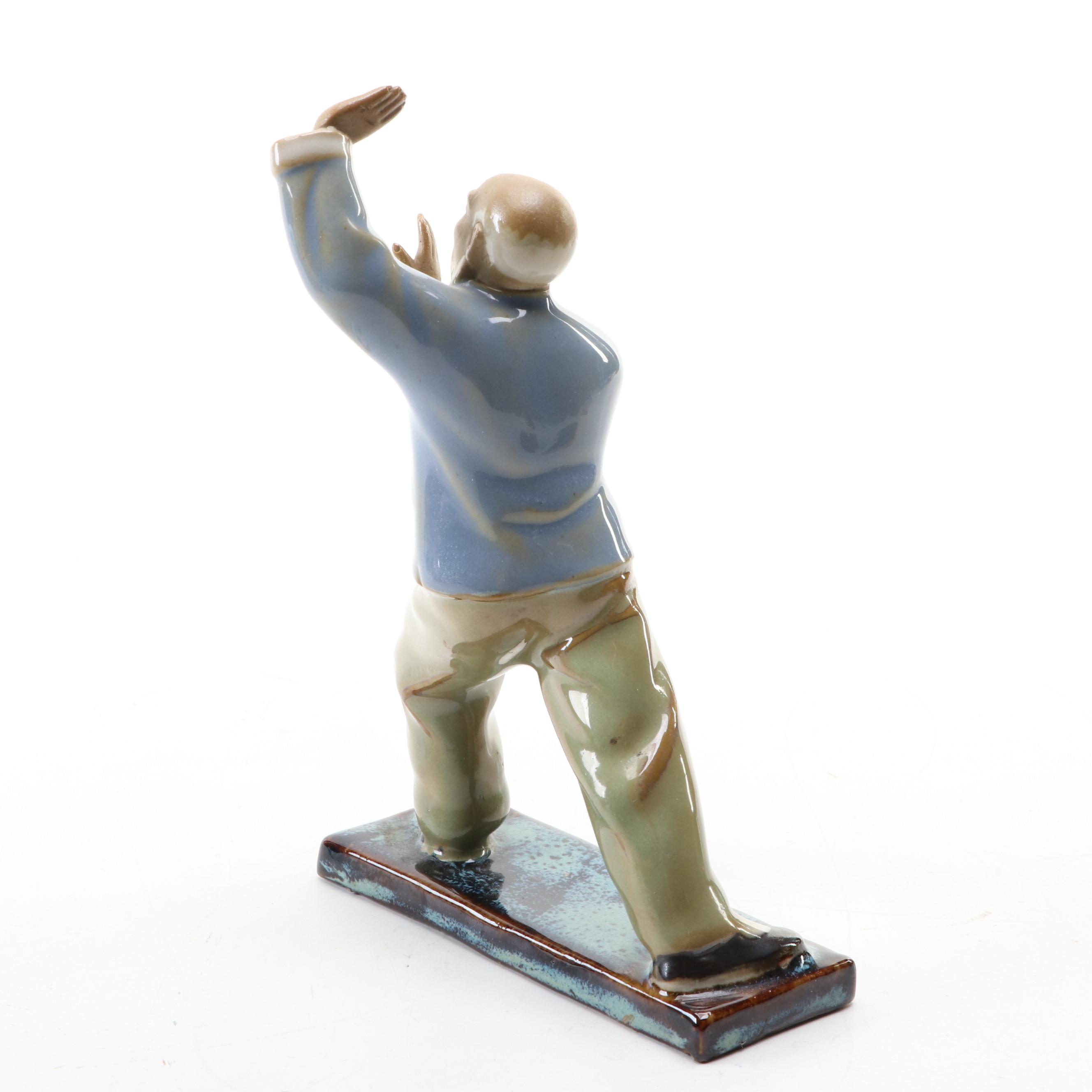 Chinese Earthenware Bowl, Plate and Shiwan Ware Figurine