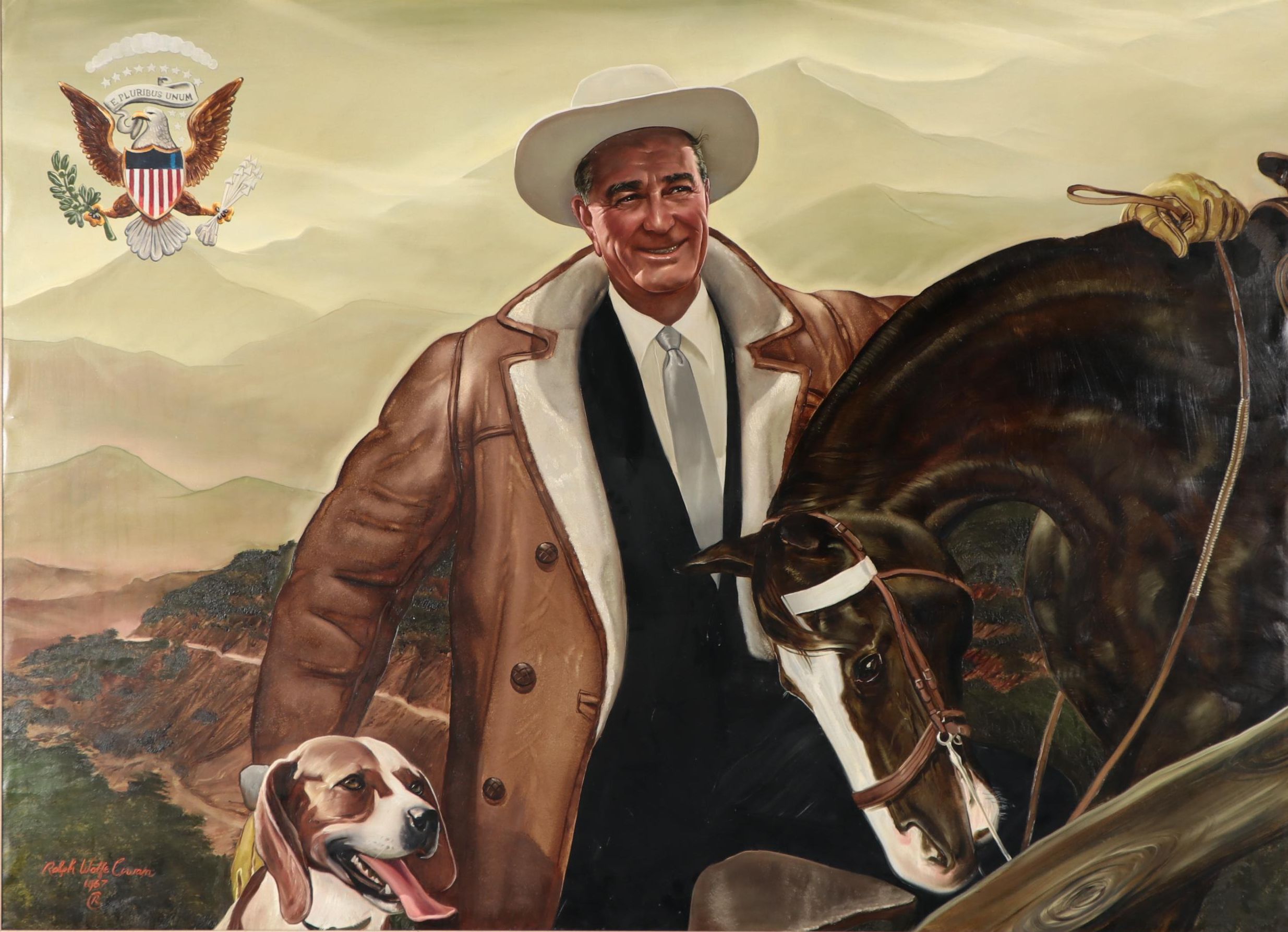 Ralph Wolfe Cowan Large-Scale Oil Painting "President Lyndon Baines Johnson"