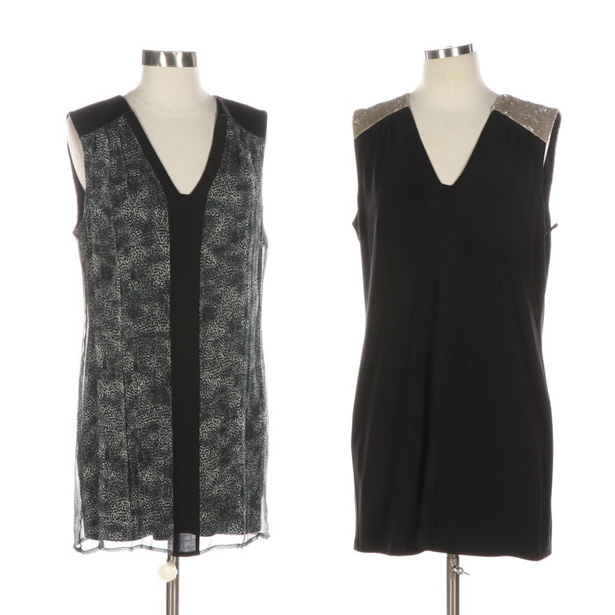 Iris Setlakwe Patterned Silk and Sequin Sleeveless Dresses, NWT