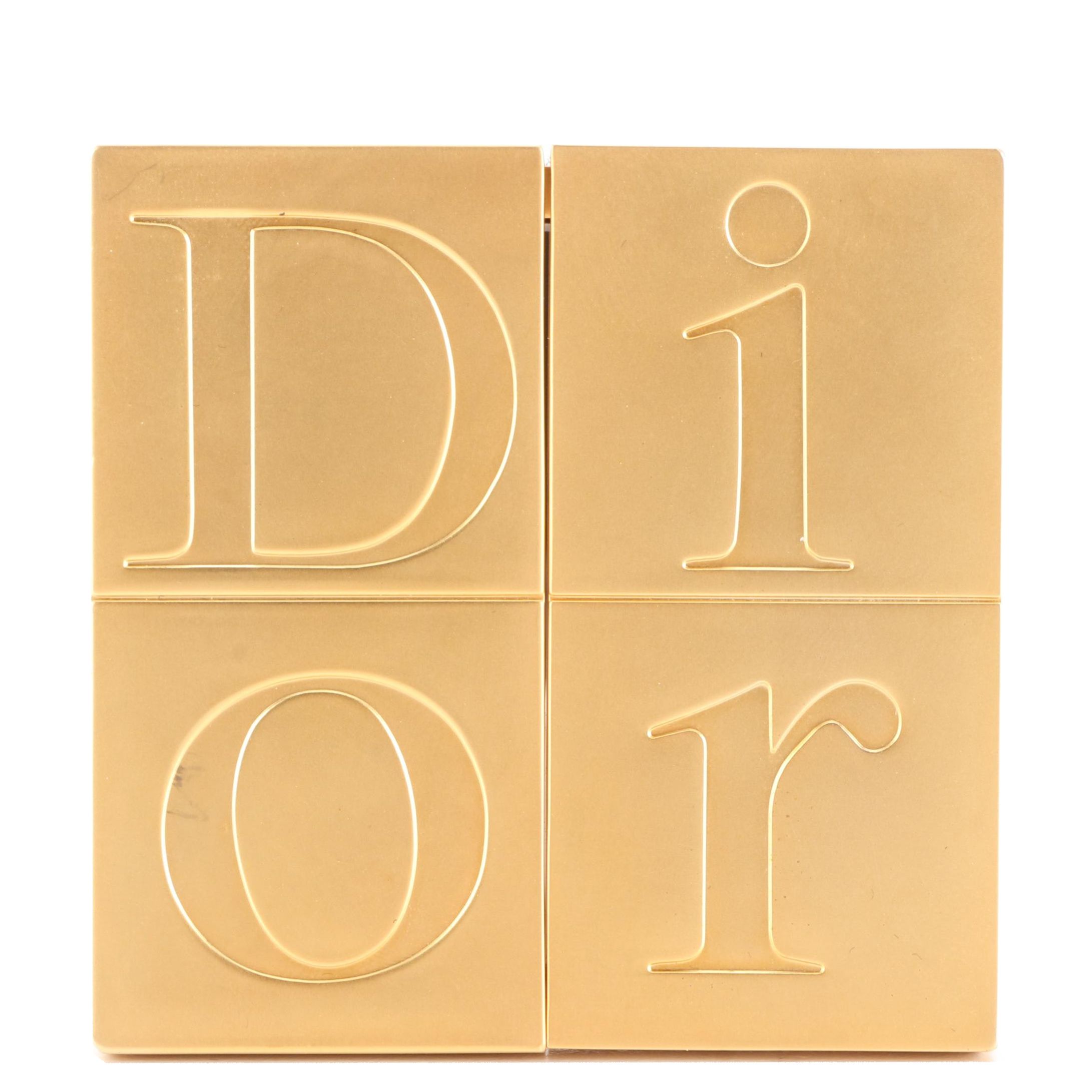 Christian Dior Logo Matte Gold Tone Sliding Pocket Mirror