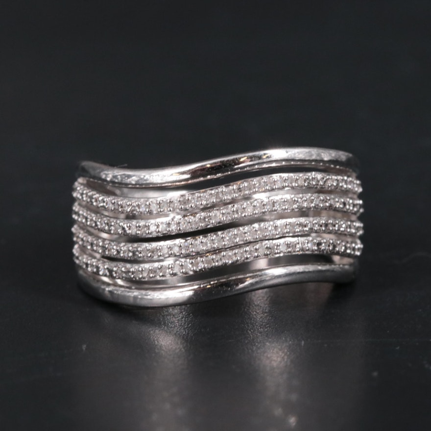 Sterling Diamond Wave Ring