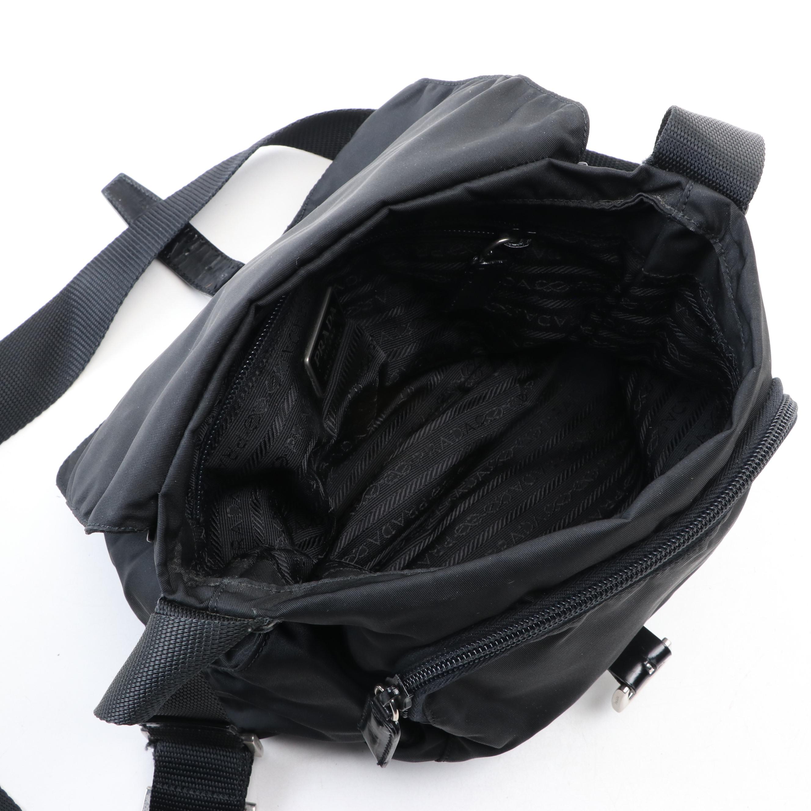 Prada Small Crossbody Bag in Black Nylon Gabardine and Leather