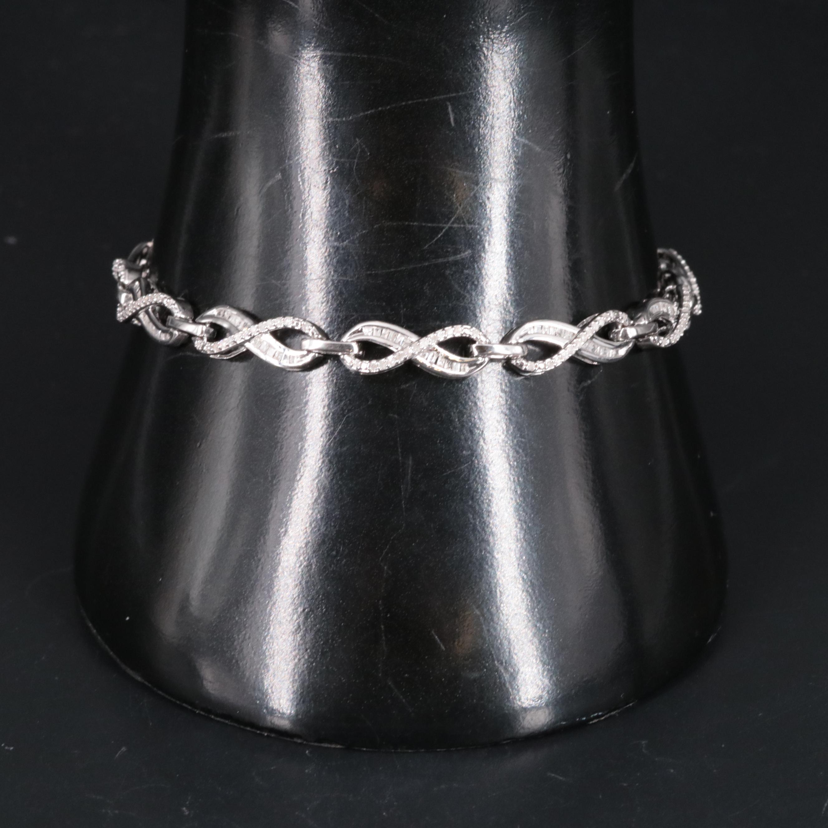 Sterling Diamond Infinity Link Bracelet
