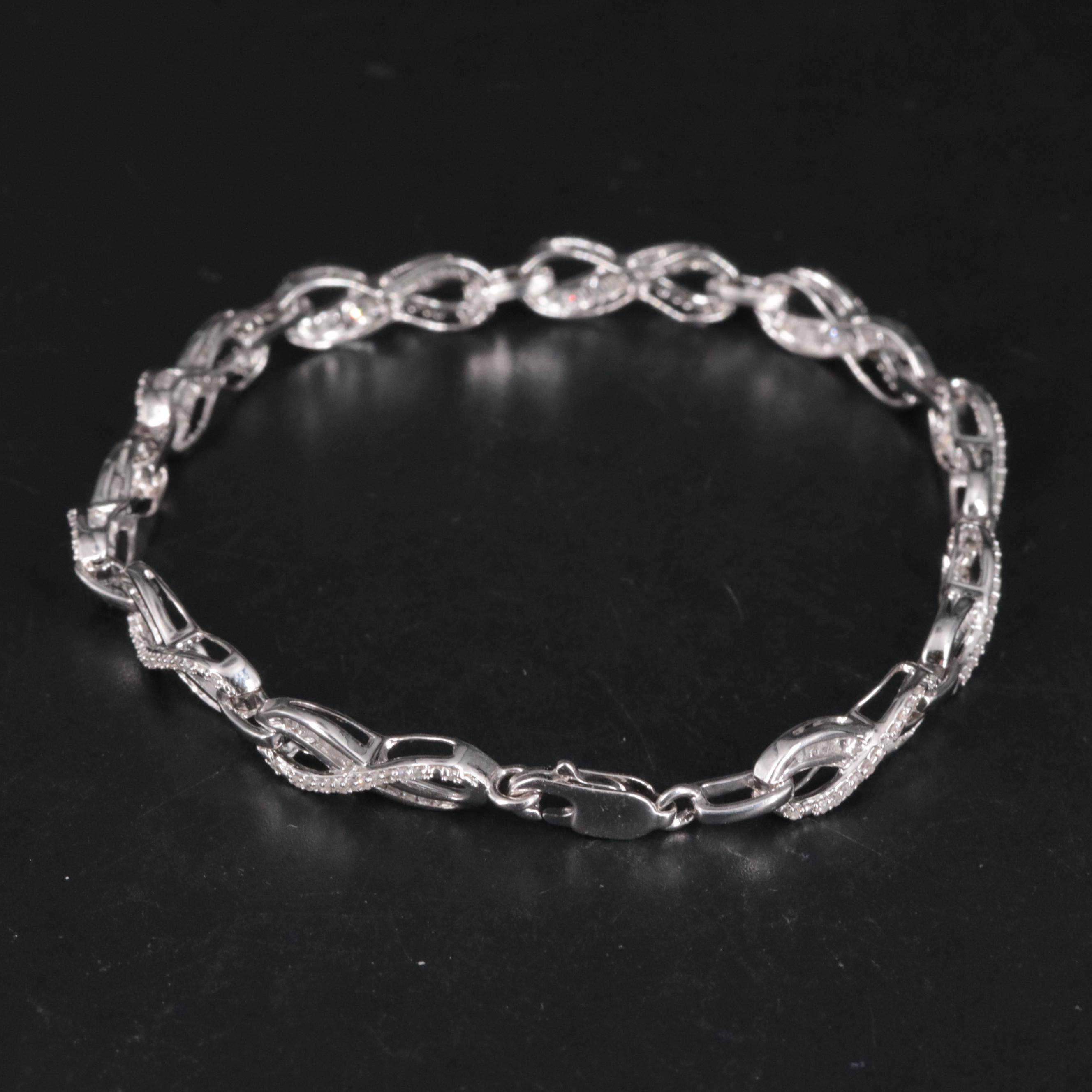 Sterling Diamond Infinity Link Bracelet