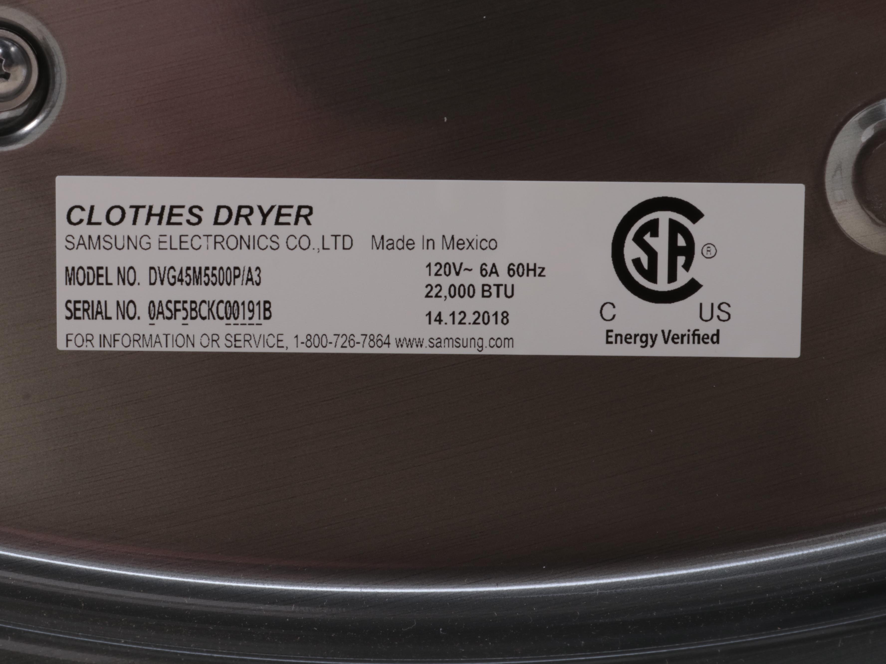 Samsung 7.5 Cu. Ft. Platinum MultiSteam Vent Sensor Gas Dryer