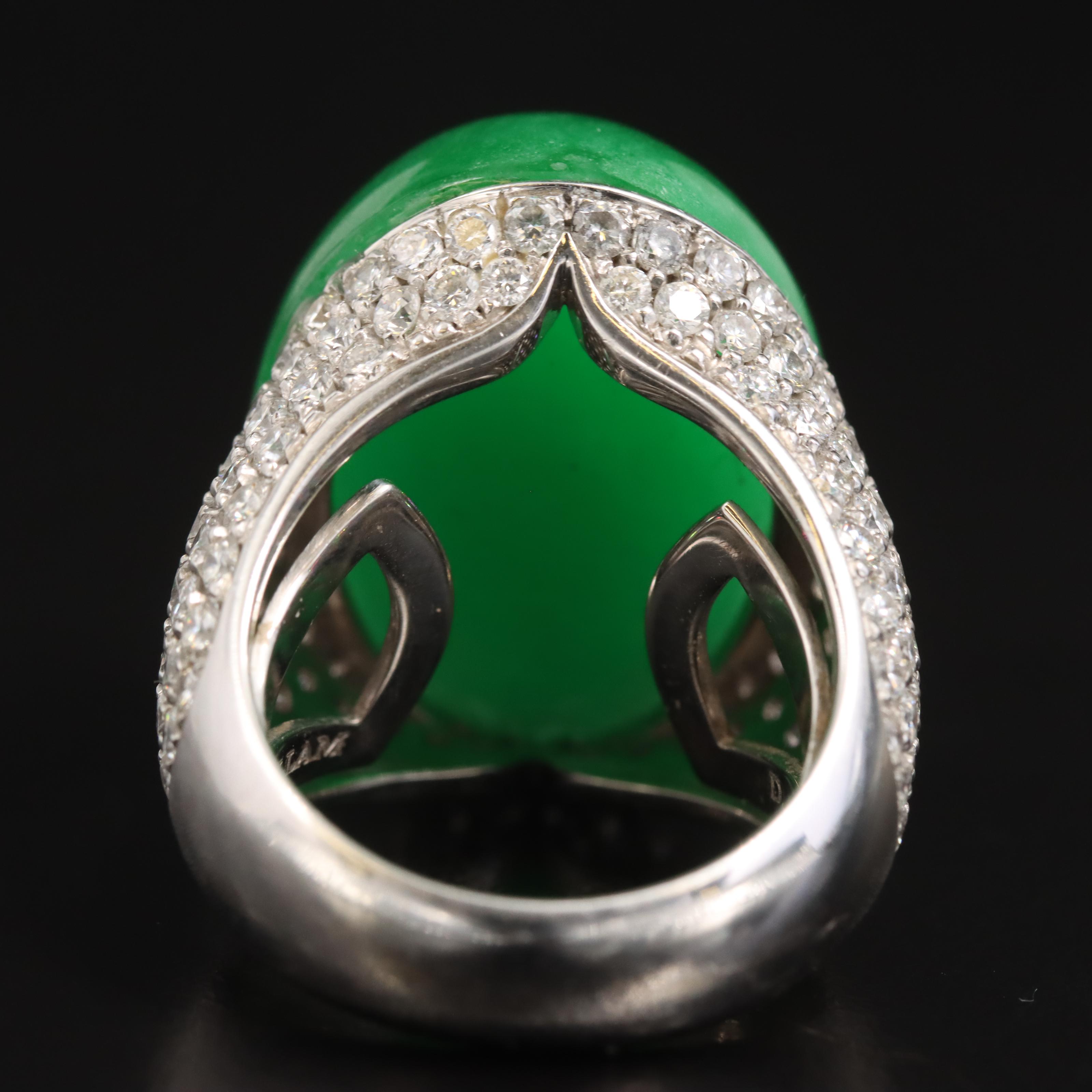 Henri Sillam 18K Jadeite and 3.75 CTW Pavé Diamond Ring