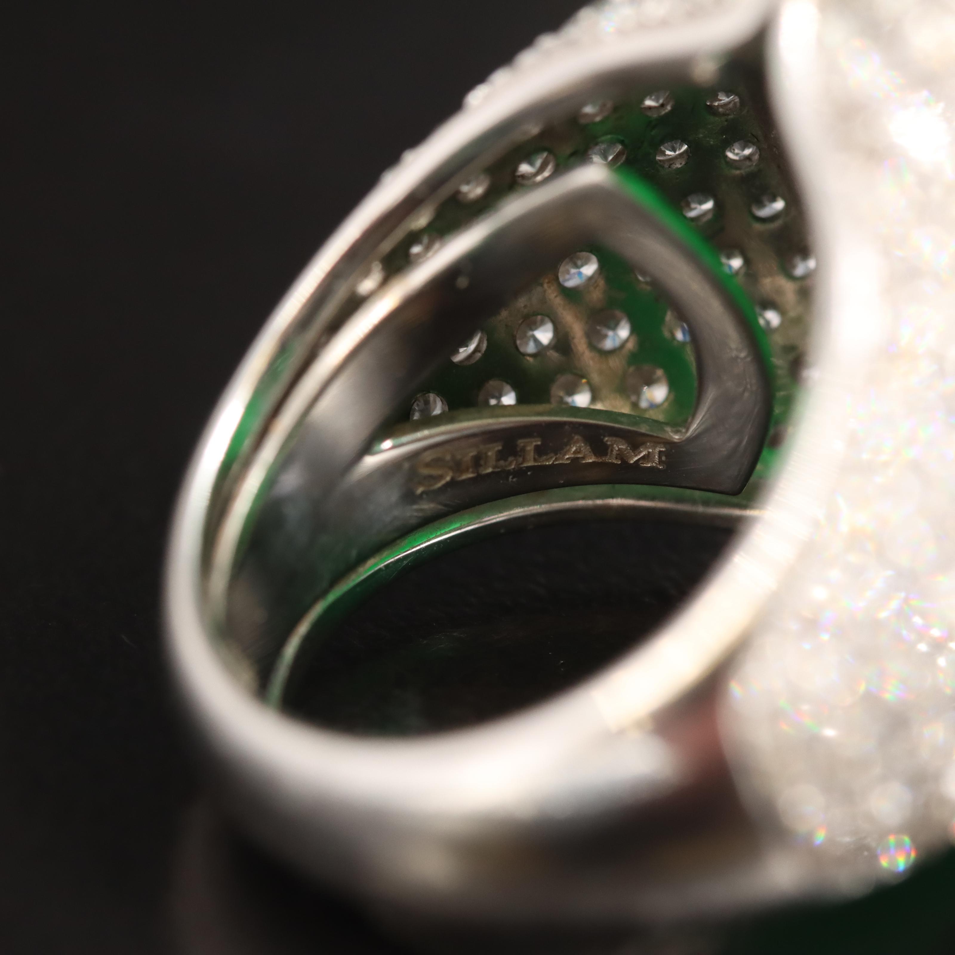 Henri Sillam 18K Jadeite and 3.75 CTW Pavé Diamond Ring