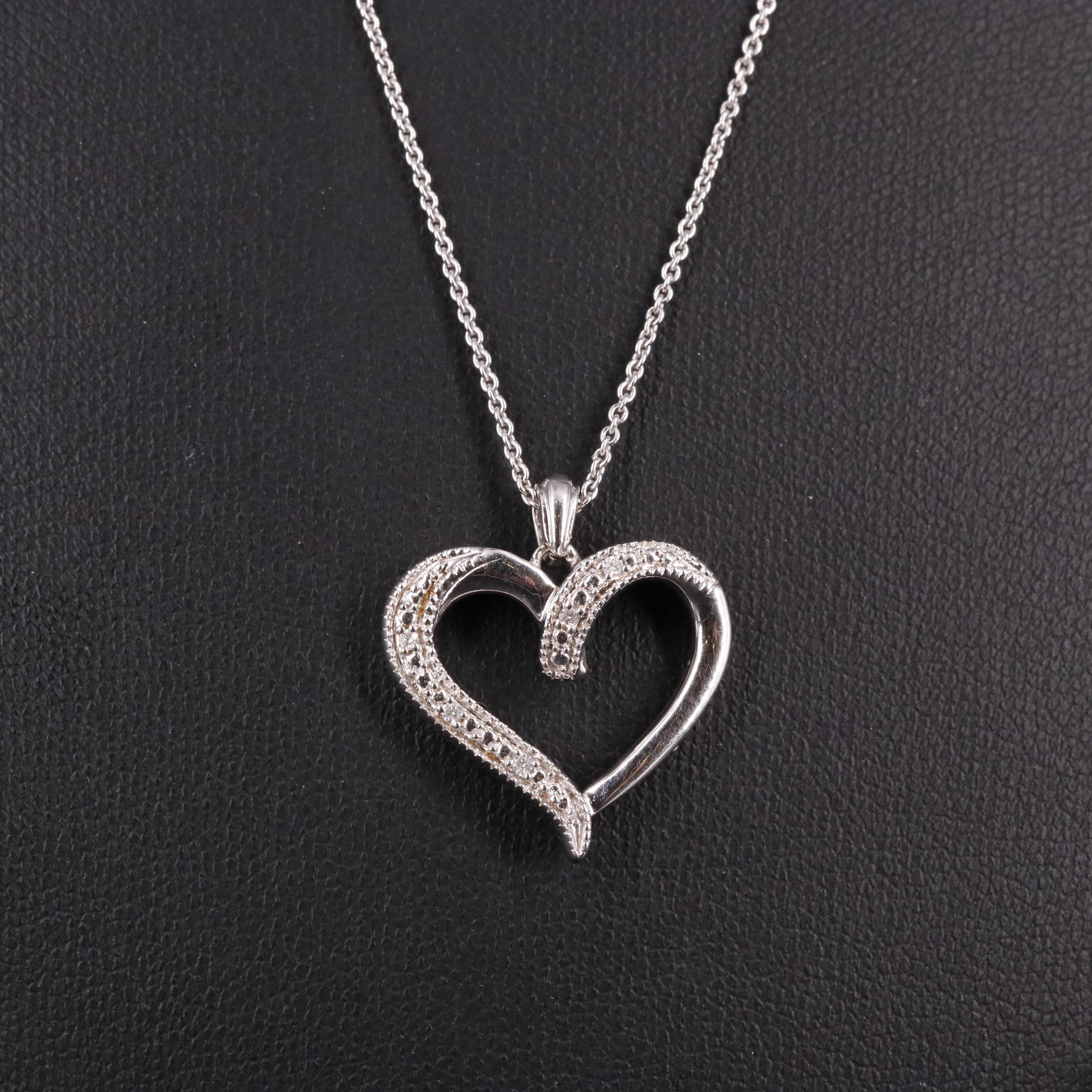 Sterling Diamond Heart Pendant Necklace
