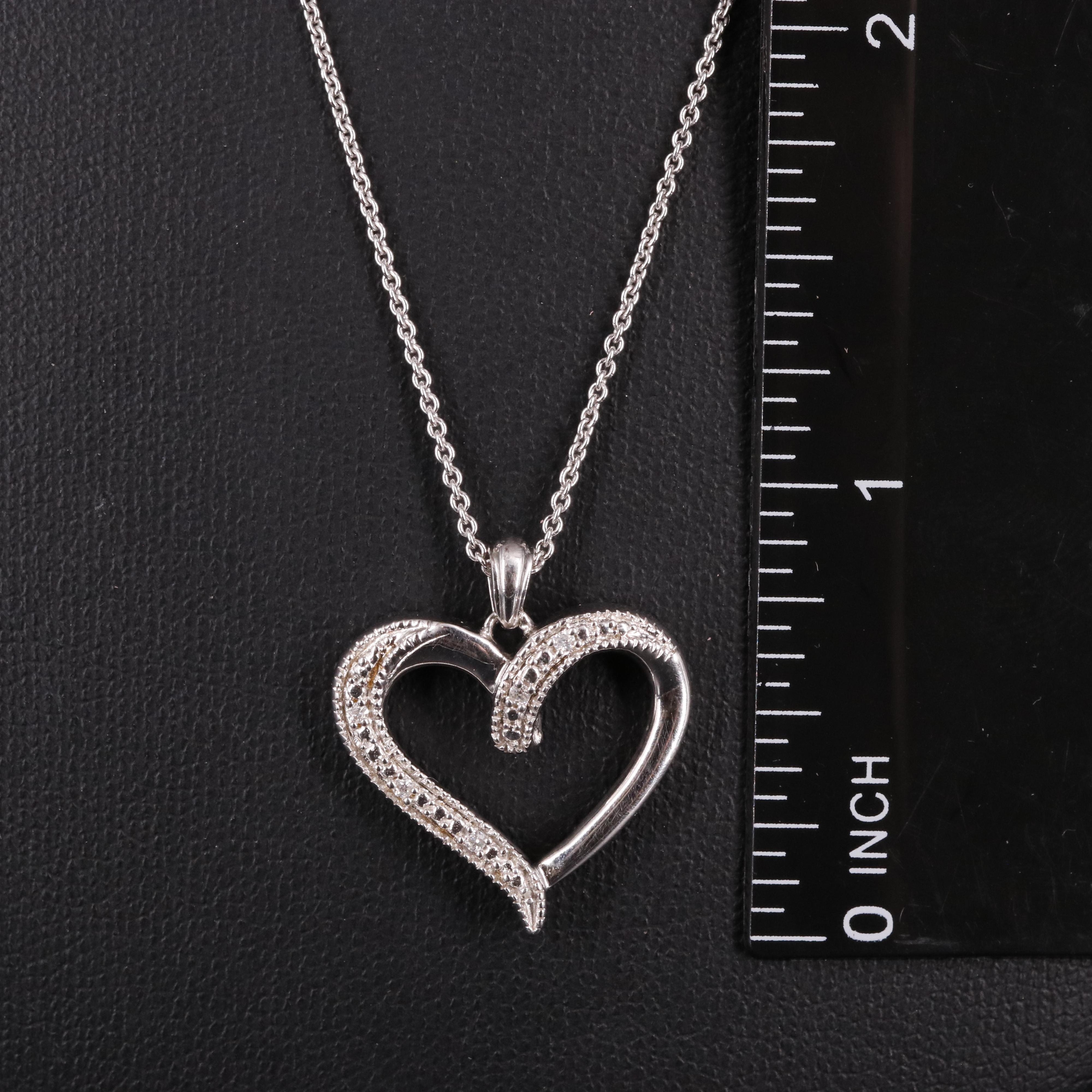 Sterling Diamond Heart Pendant Necklace