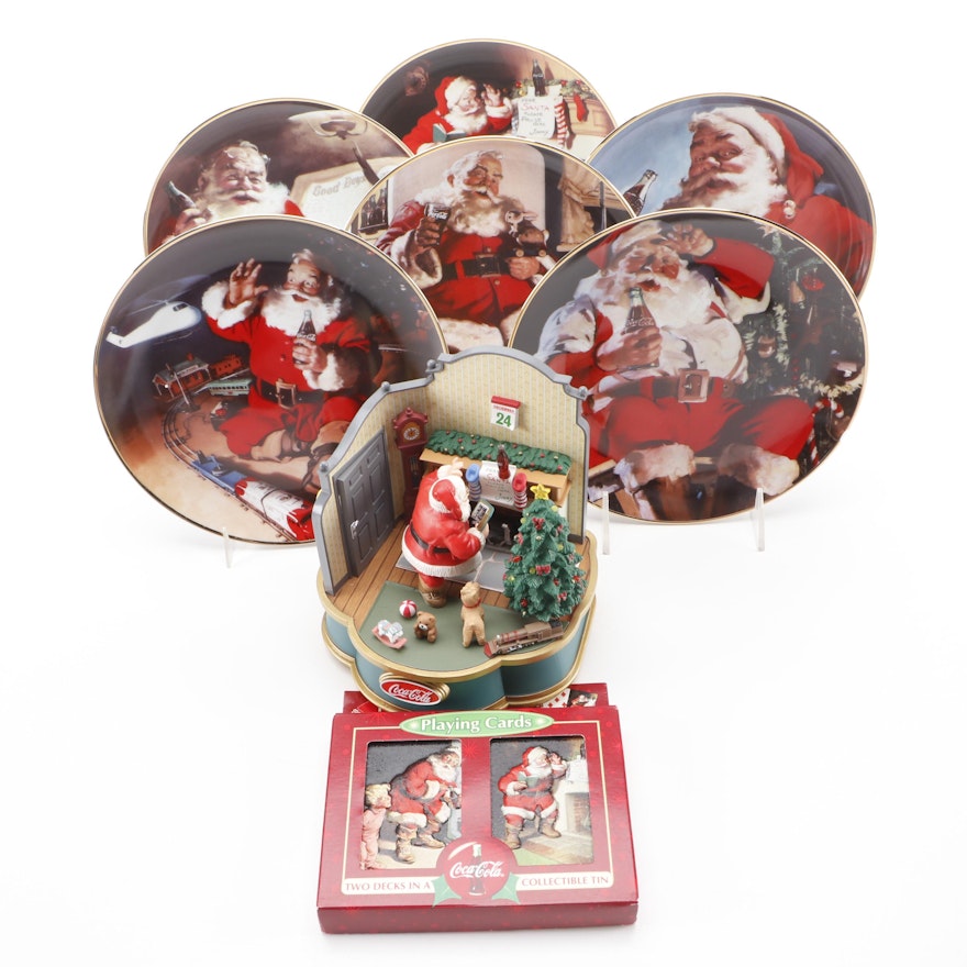 Franklin Mint for Coca-Cola Santa Plates and Other Coca-Cola Christmas Décor