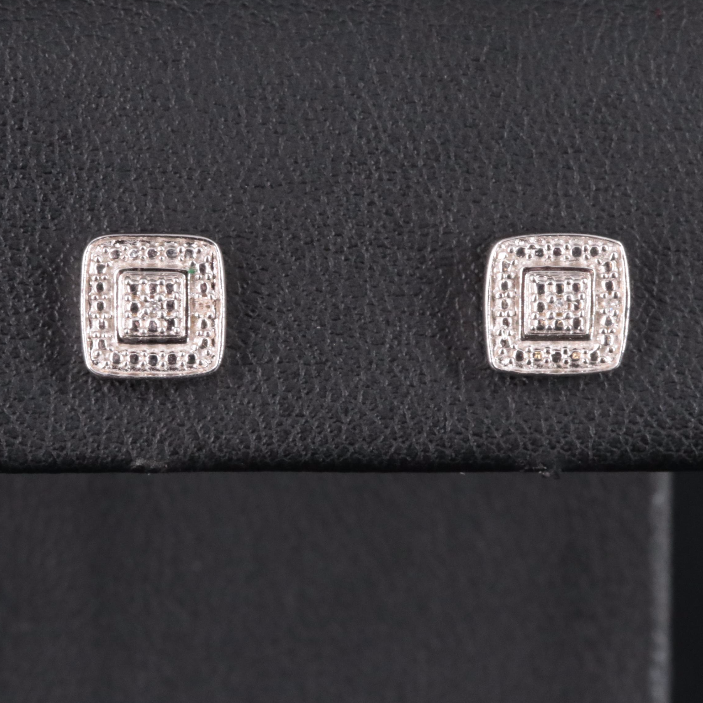 Sterling Diamond Stud Earrings