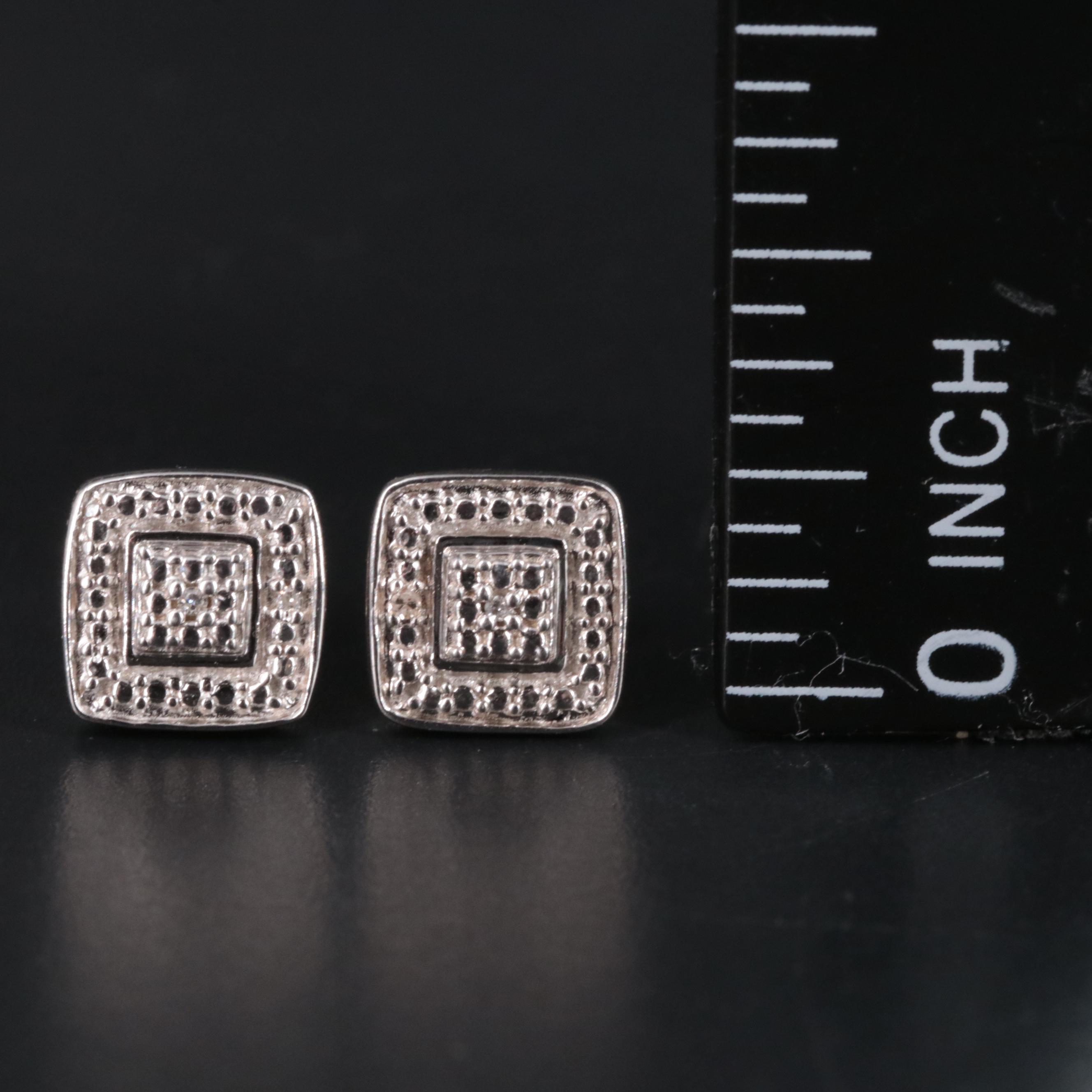Sterling Diamond Stud Earrings