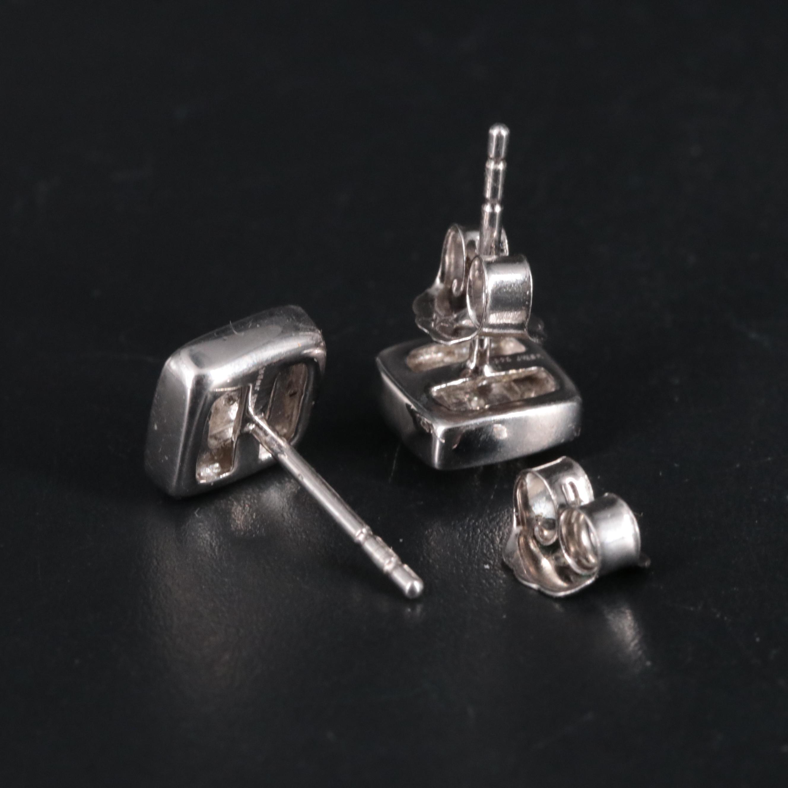 Sterling Diamond Stud Earrings