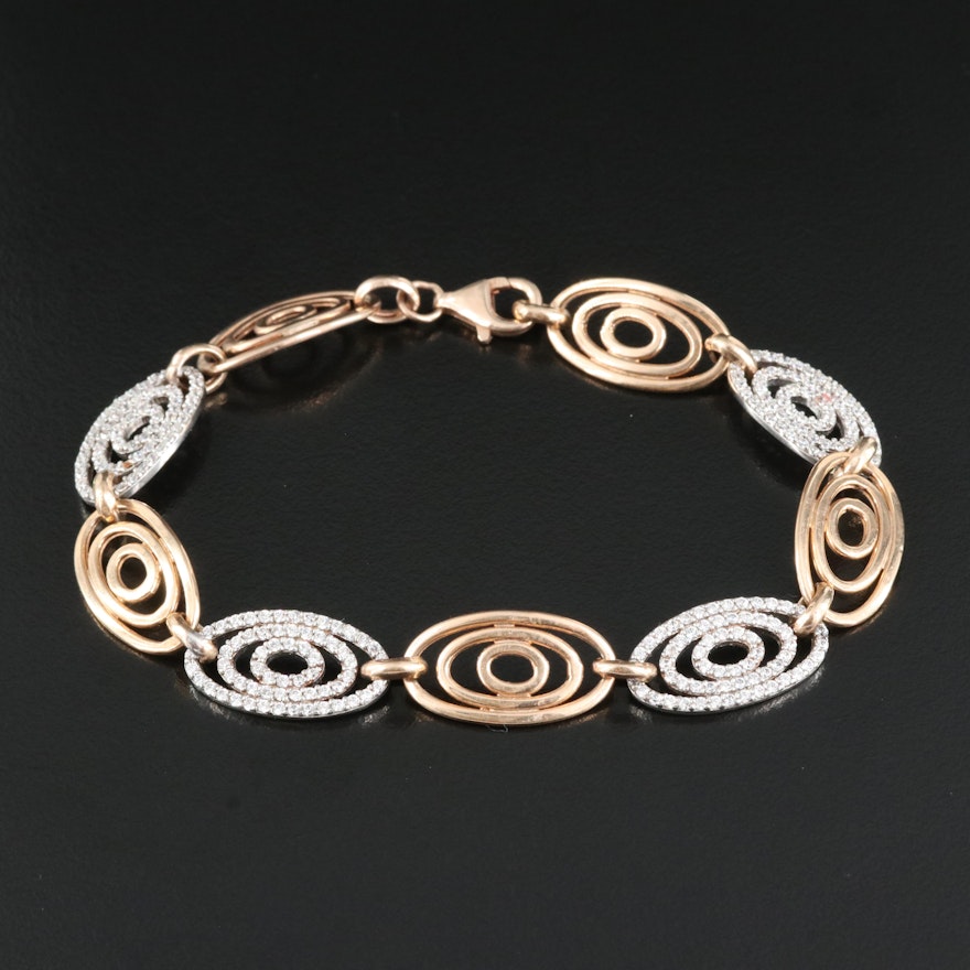 Sterling Cubic Zirconia Concentric Link Bracelet