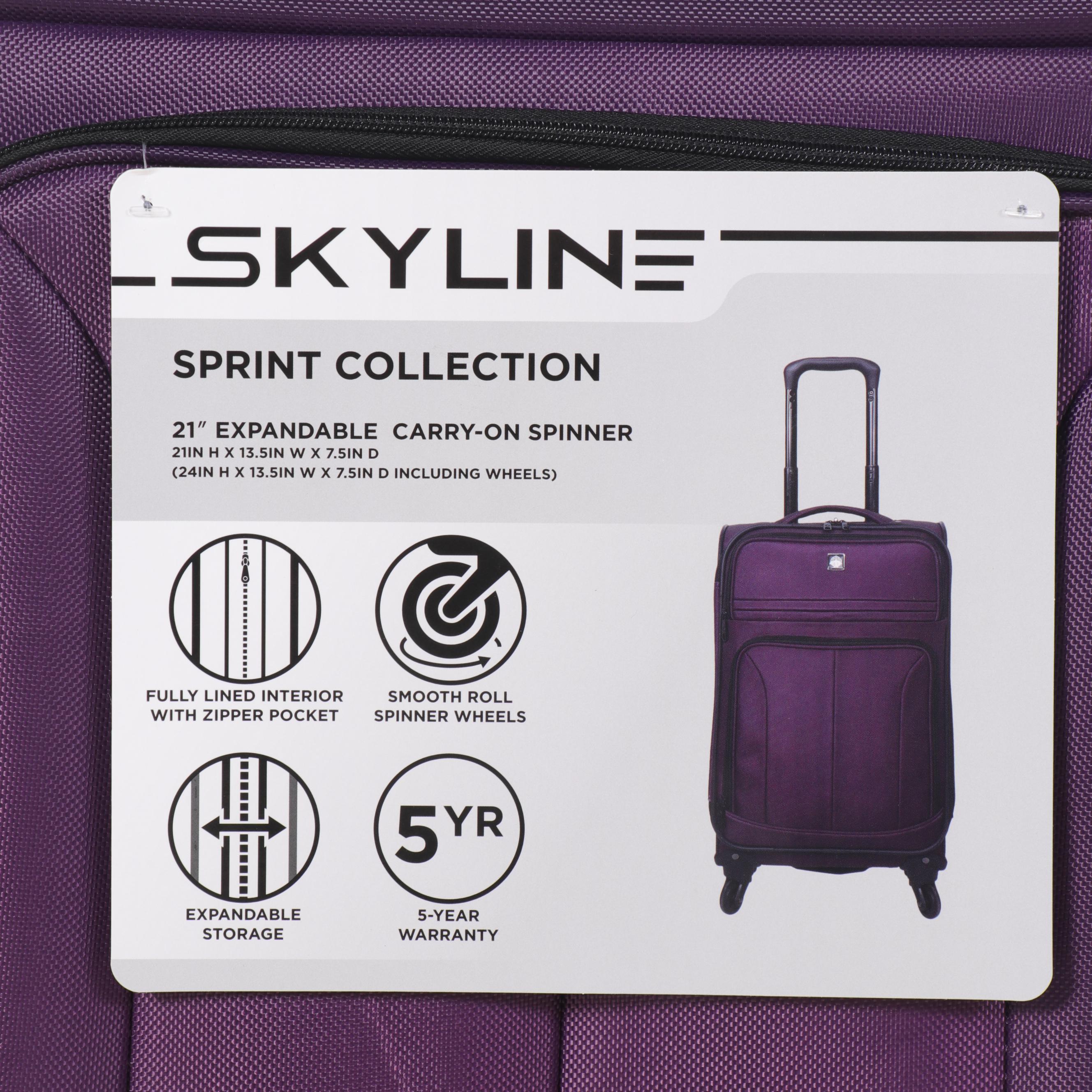 Skyline Sprint Collection 21" Expandable Carry-On Spinner Suitcase