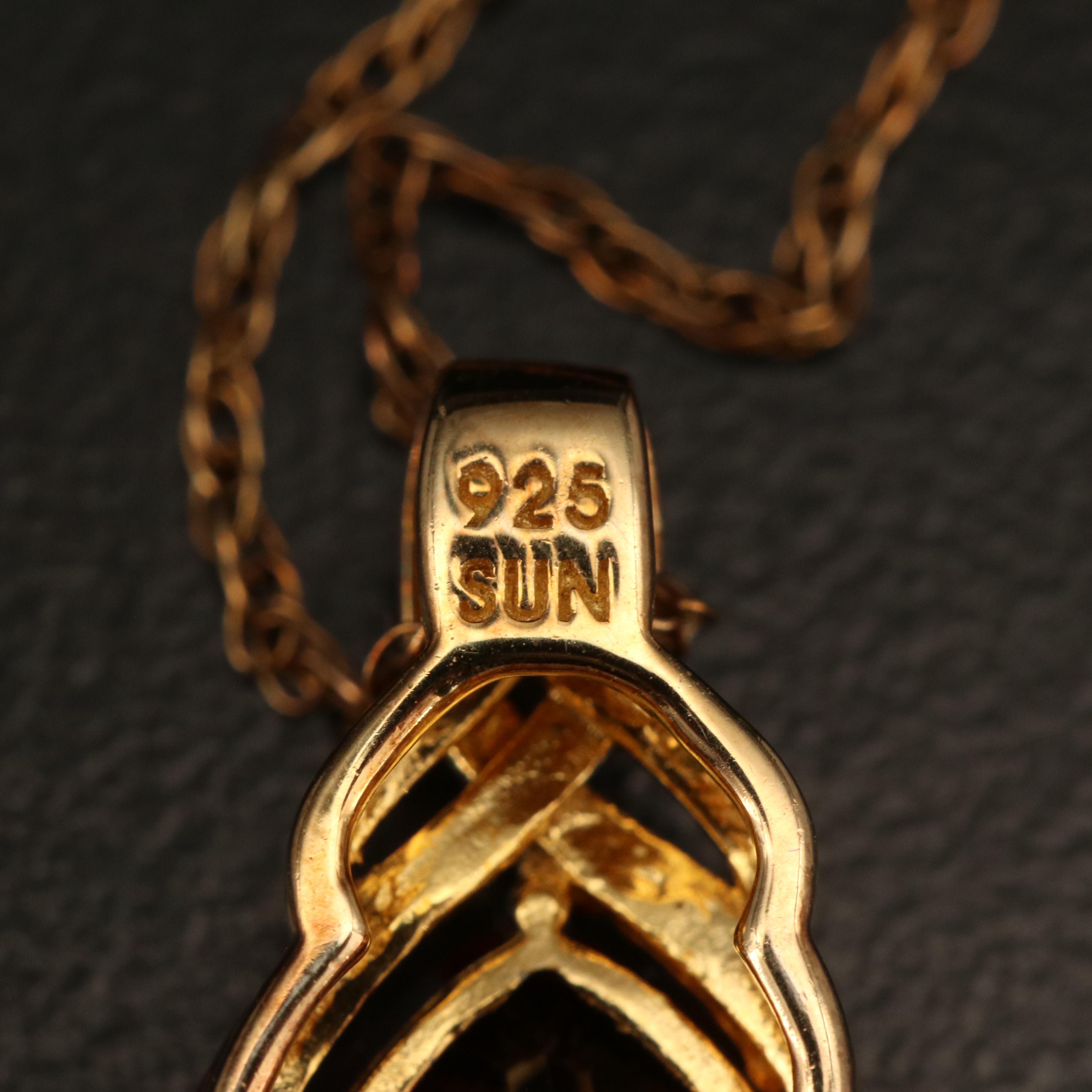 Sterling Garnet and Diamond Pendant Necklace