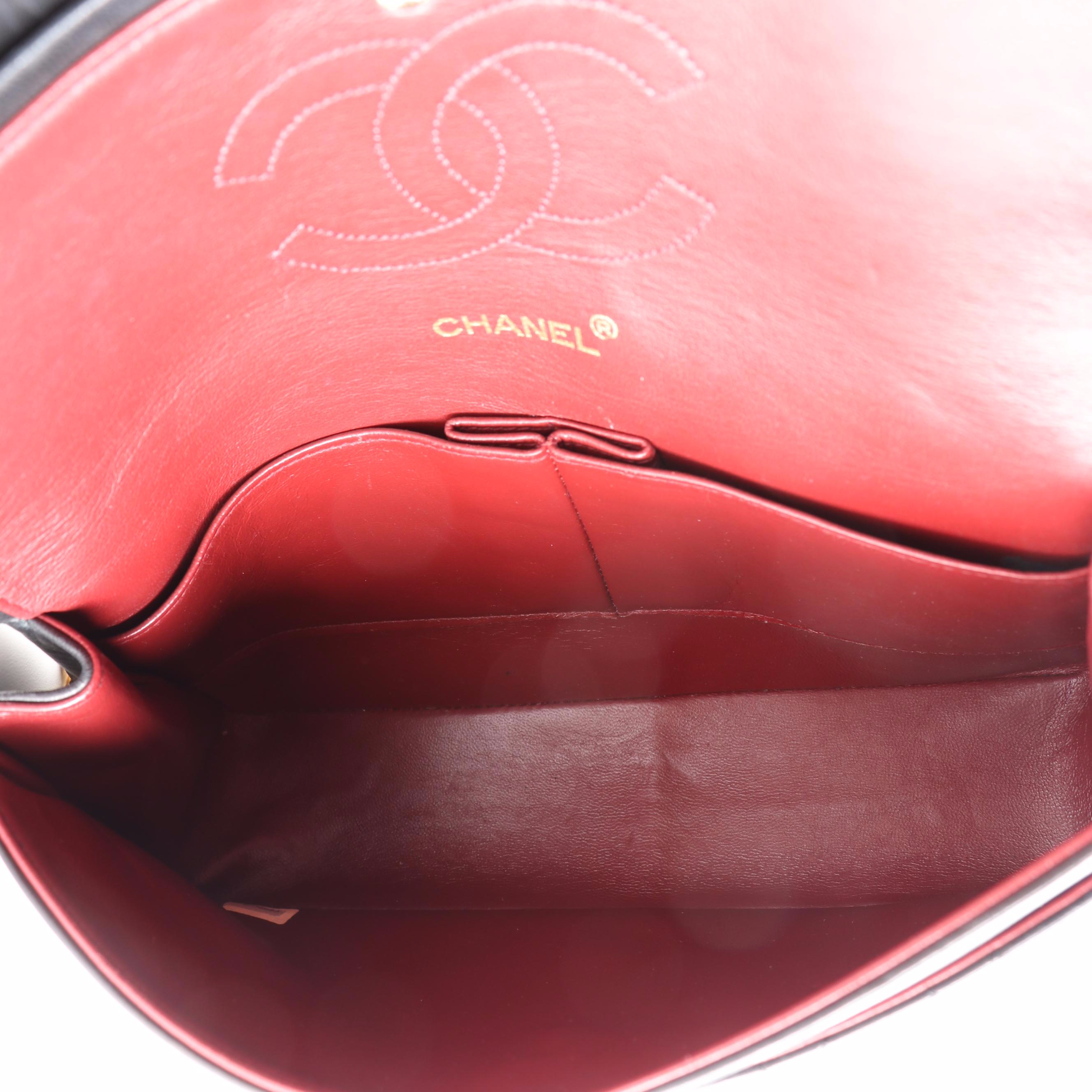 Chanel Medium Double-Flap Shoulder Bag in Black Quilted Lambskin Leather