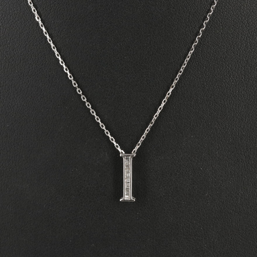 14K 0.12 CTW Diamond "I" Initial Pendant Necklace