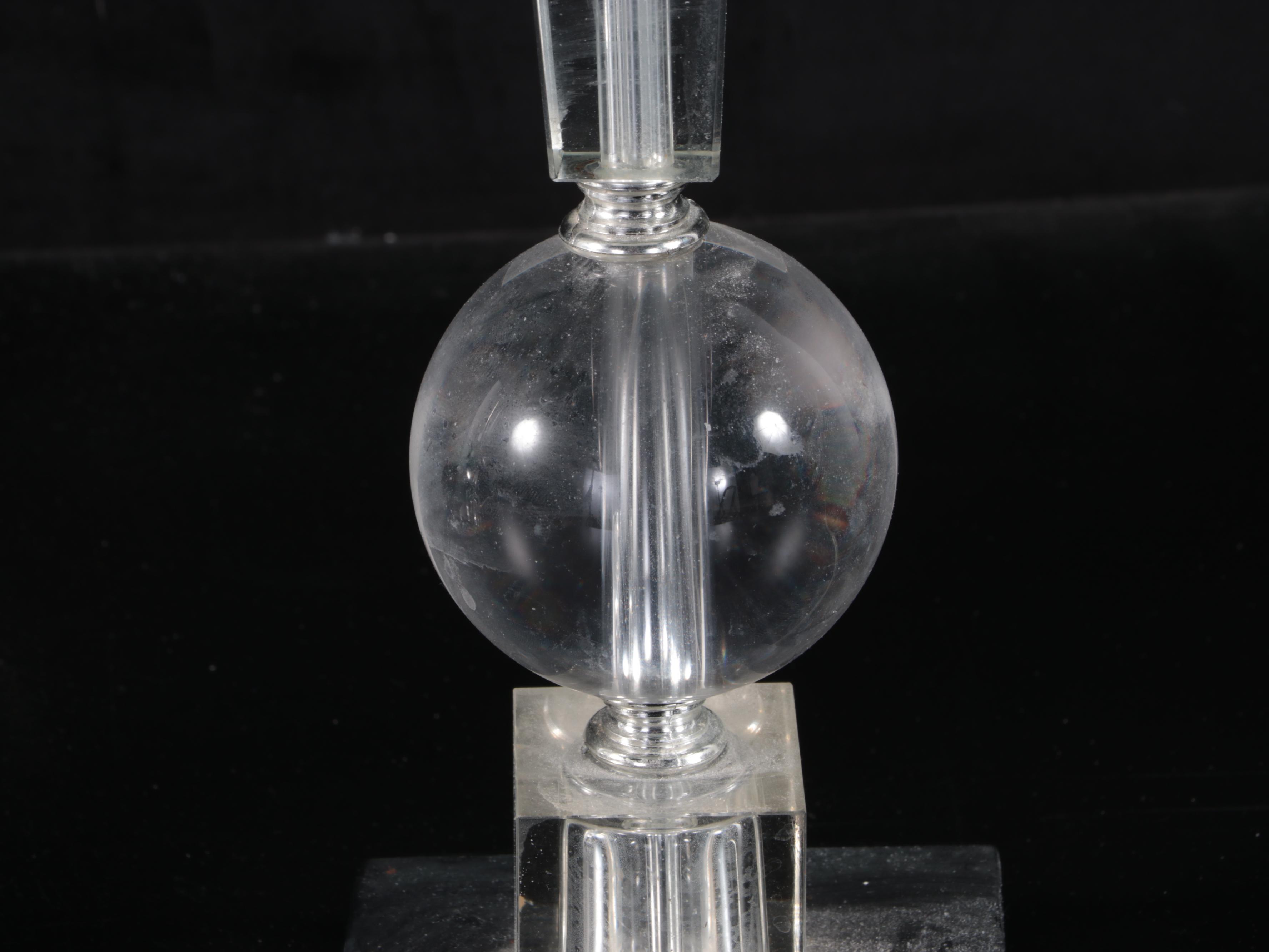 Pair of Cut Glass and Metal Table Lamps With Tailored Shades, Contemporary