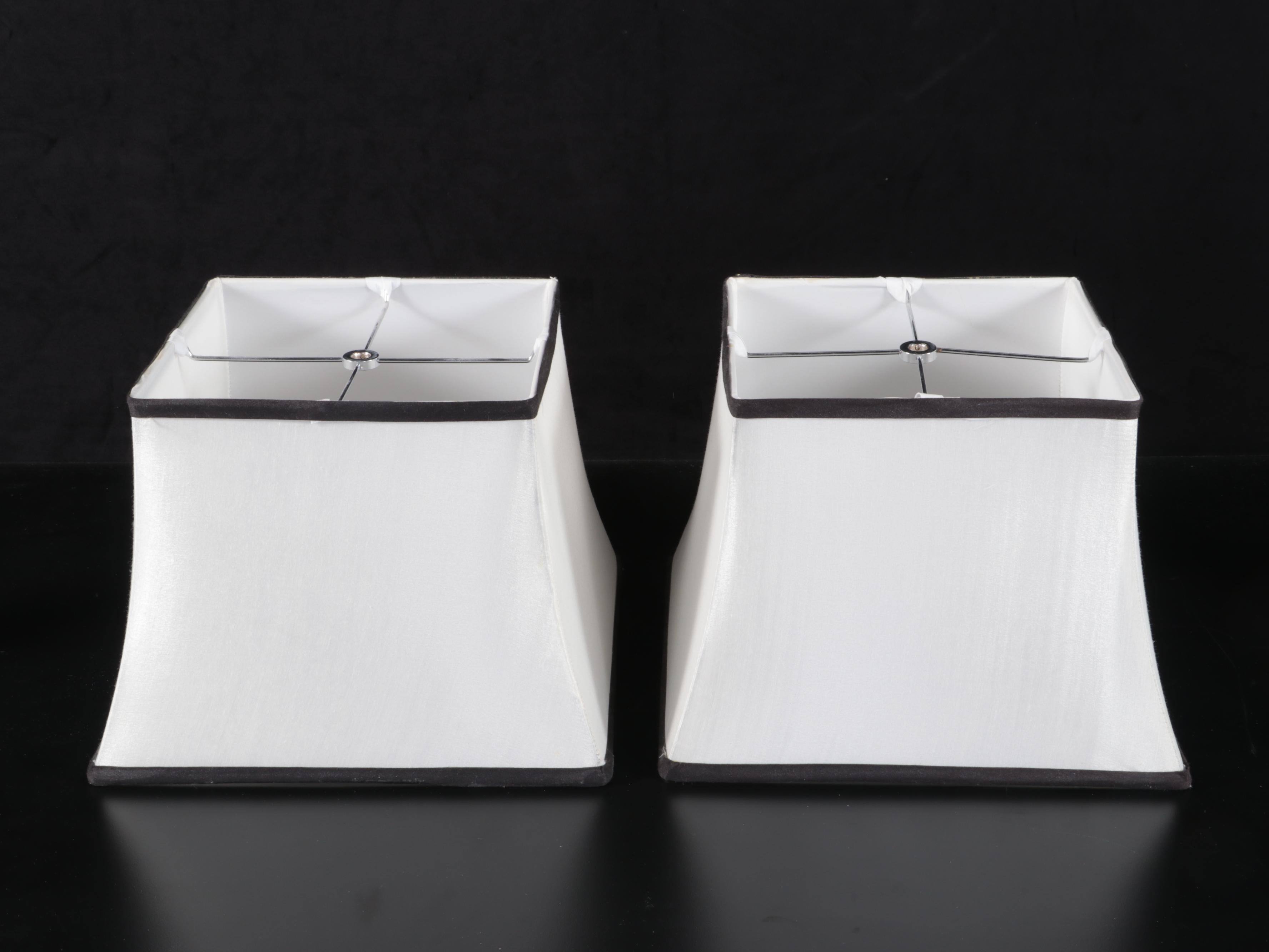 Pair of Cut Glass and Metal Table Lamps With Tailored Shades, Contemporary