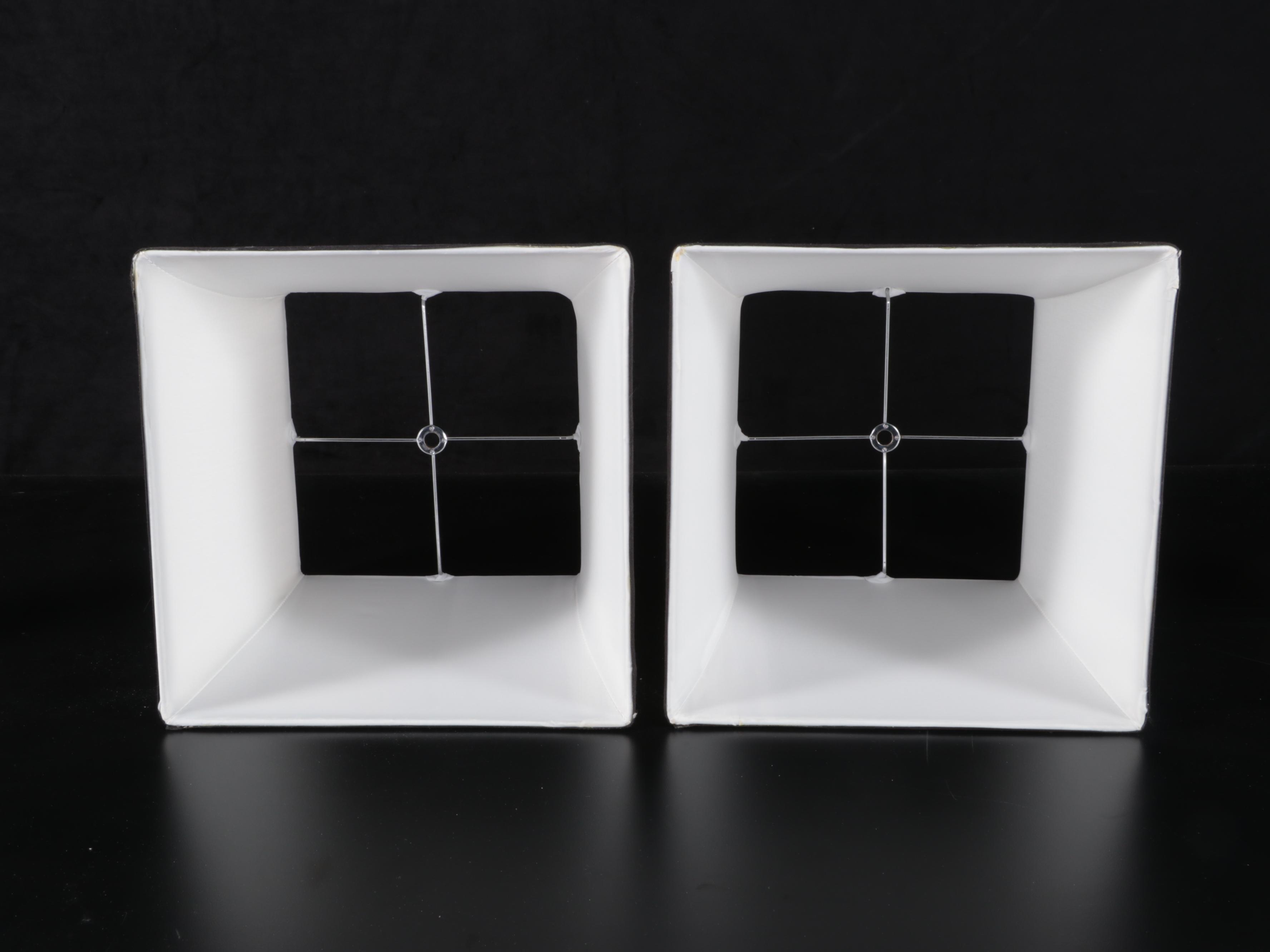 Pair of Cut Glass and Metal Table Lamps With Tailored Shades, Contemporary