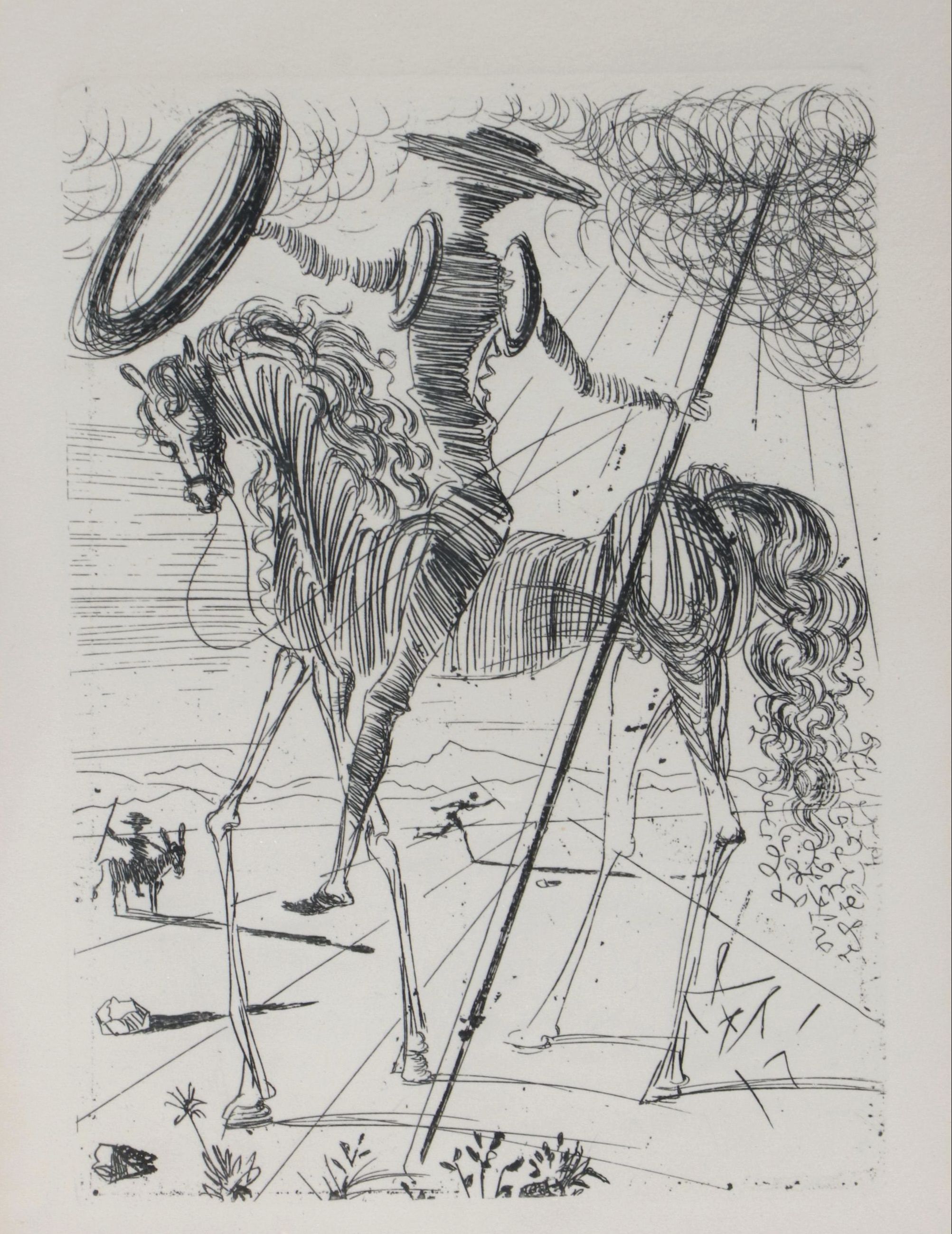 Salvador Dalí Second Edition Restrike Etching "Don Quixote"