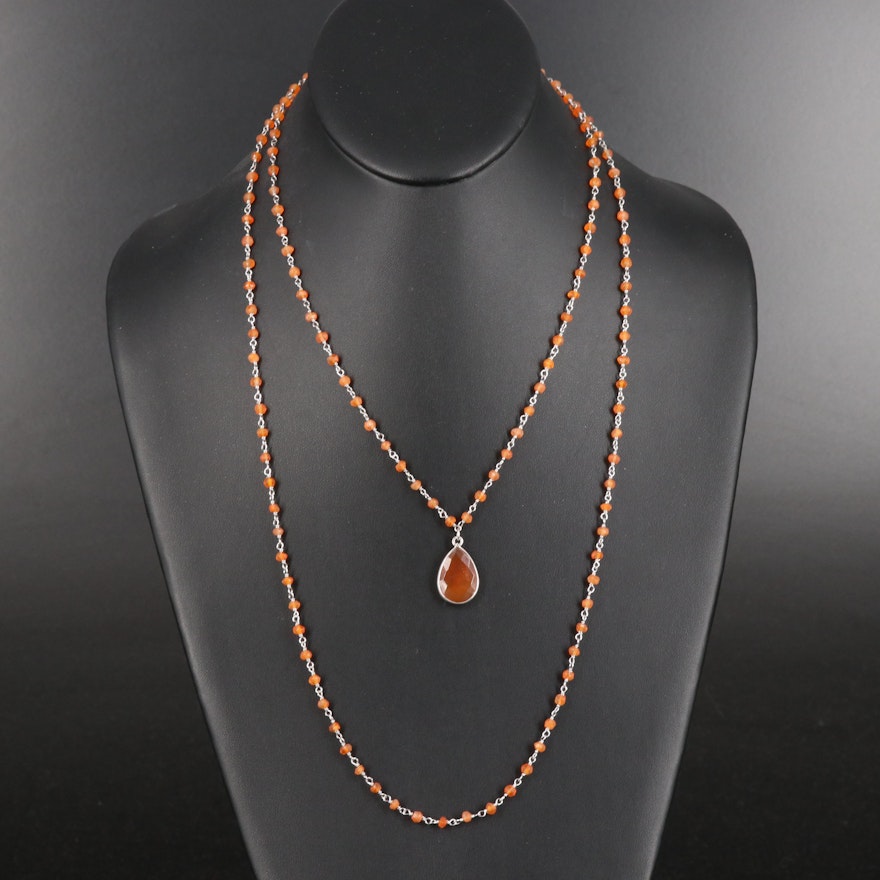 Sterling Chalcedony Double Strand Necklace