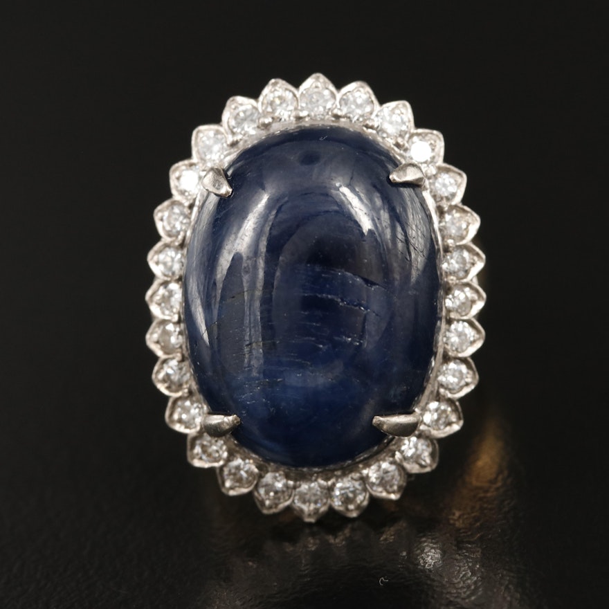 10K and 800 Silver Sapphire and Diamond Ring