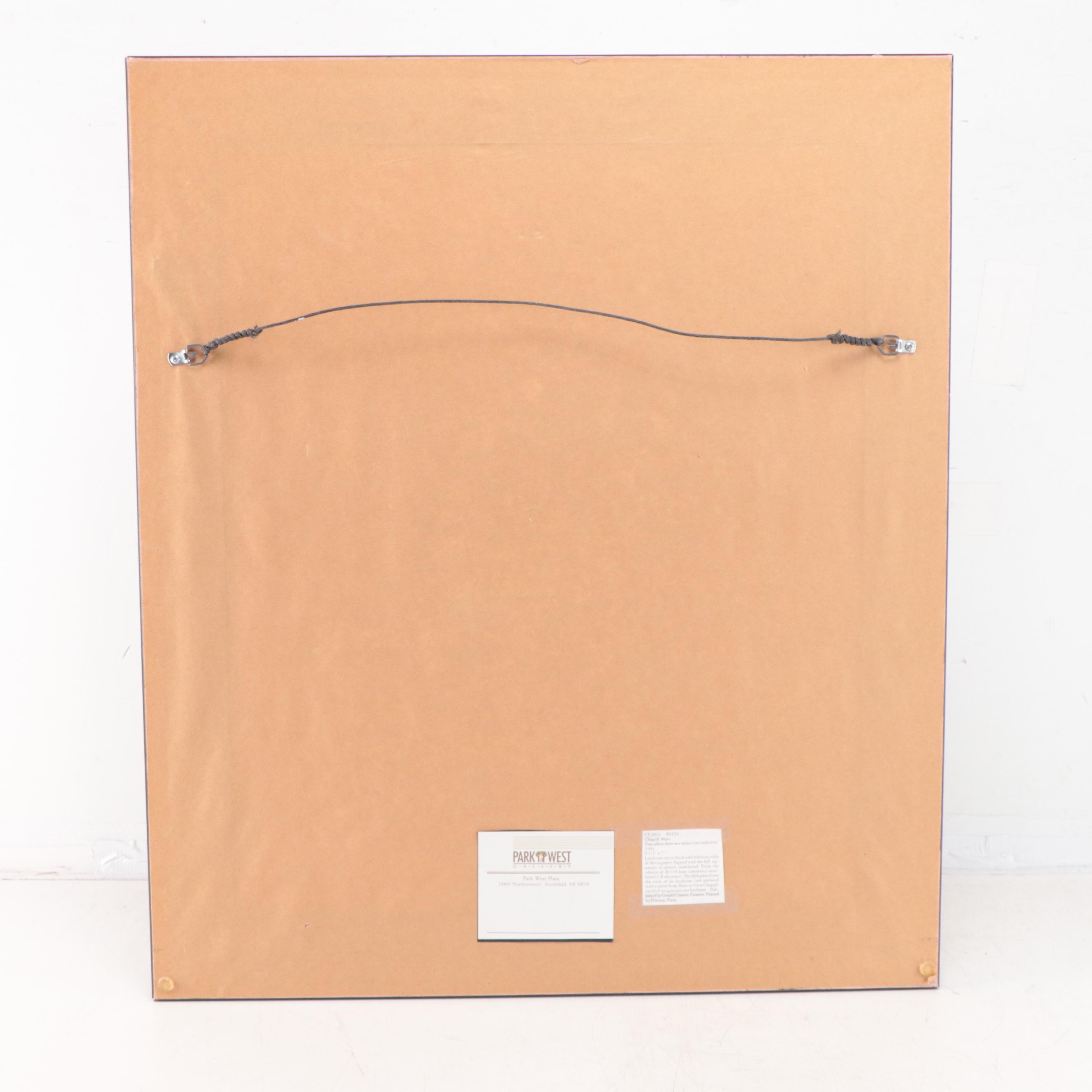 Marc Chagall Linoleum Cut "Ton Odeur Dans Ma Main Est' Endormie"