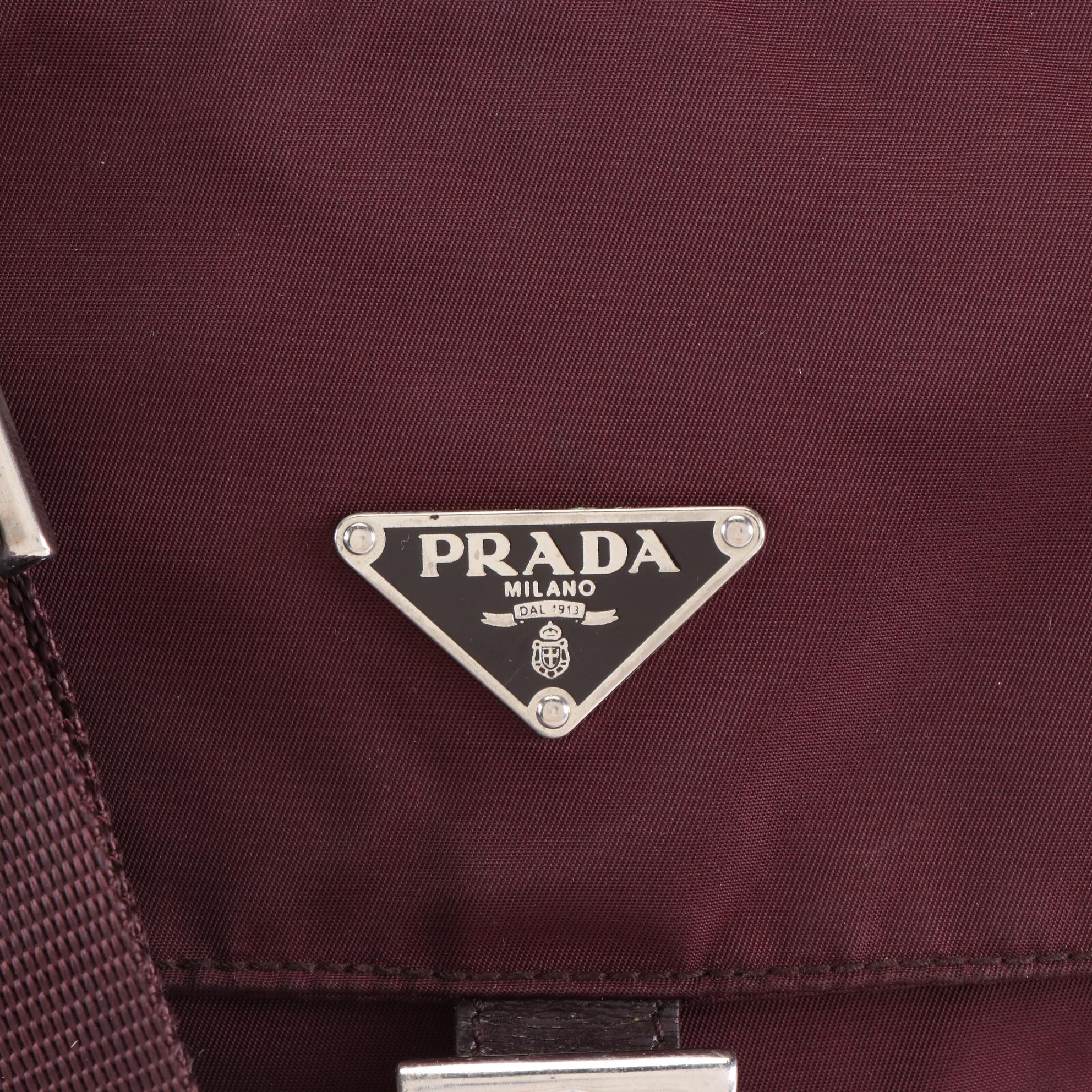 Prada Small Crossbody Bag in Wine Nylon Gabardine and Leather
