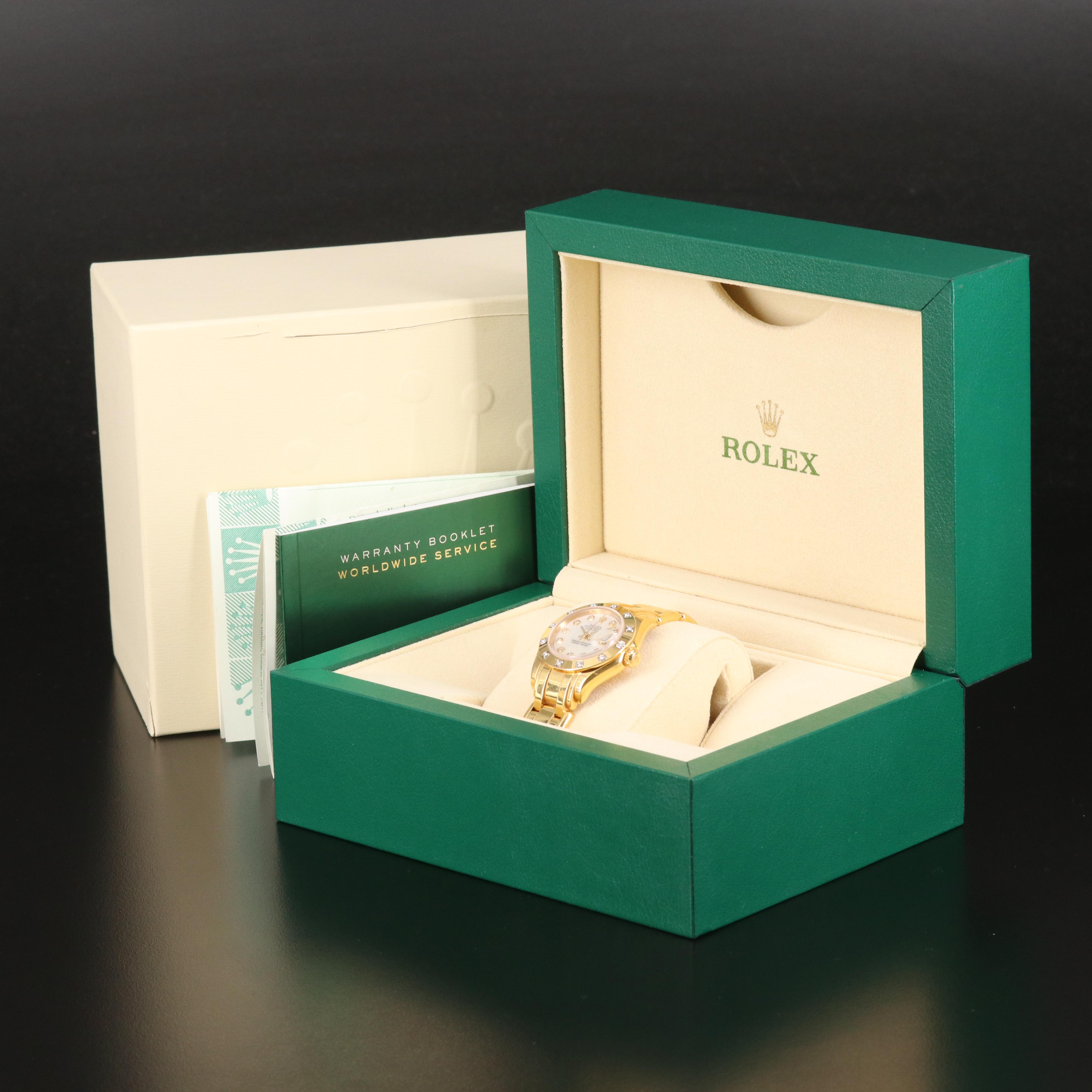 Rolex Datejust 18K Diamond Dial and Factory Diamond Bezel Pearlmaster Watch