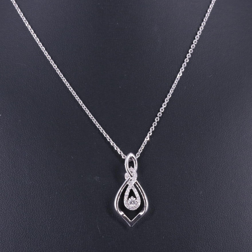Sterling Diamond Pendant on Cable Chain