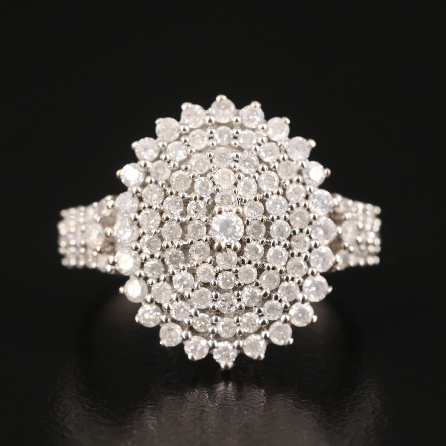 14K 1.33 CTW Diamond Cluster Ring