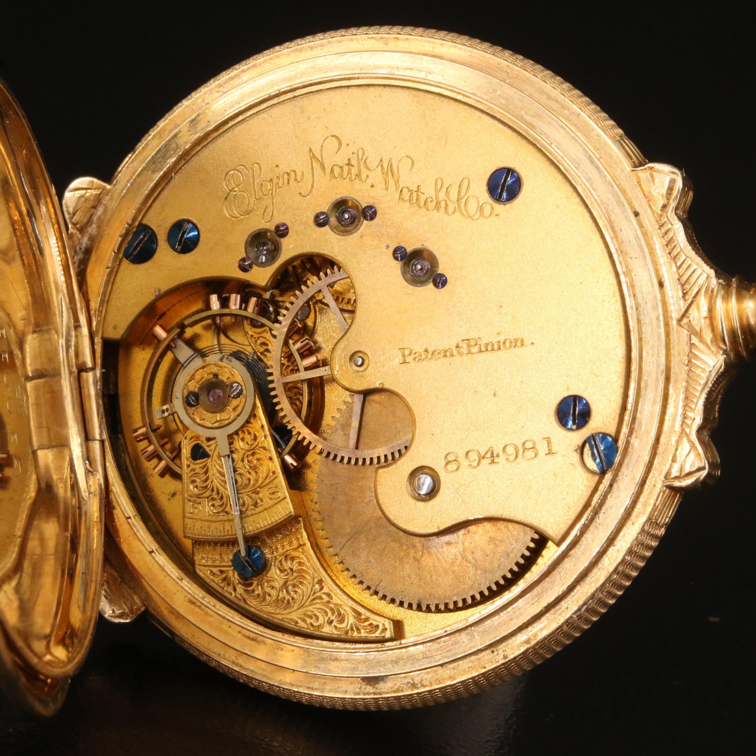 1881 Elgin 18K Box Hinge Case Pocket Watch